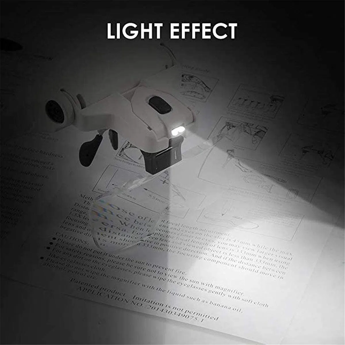 EUQKKWLOY Lupa de Diadema con Lentes Intercambiables, Lupa Digital de Mano, Lupa de Diadema con 2 Luces LED - Lupa de Lectura Manos Libres con Soporte para la Cabeza y 5 Lentes reemplazables