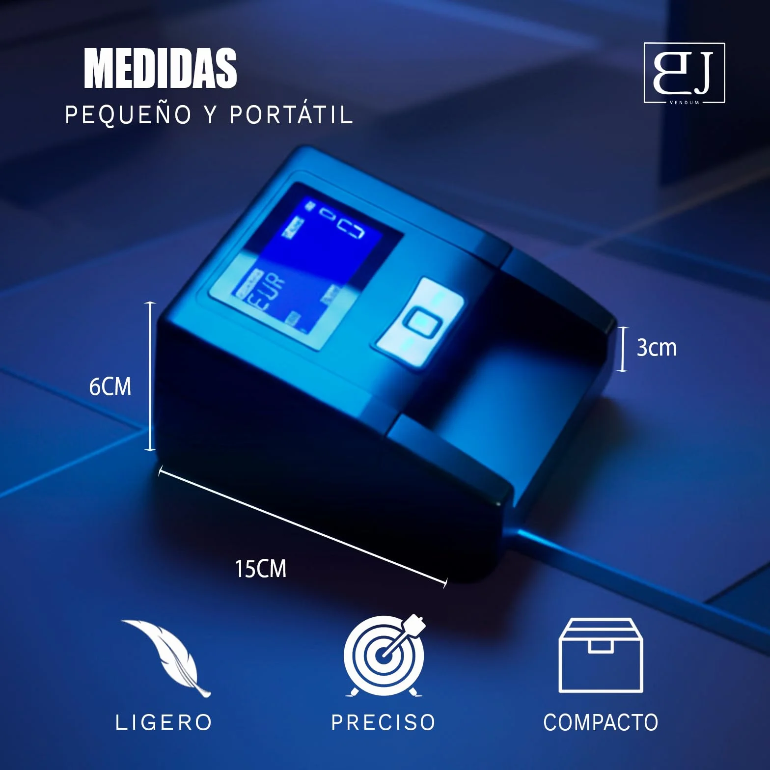 B&J SecureTech® - PACK De Detector De Billetes Falsos 2026 PORTÁTIL + Rotulador Billetes Falsos | 100% DETECCIÓN Y FIABILIDAD Para 3 Divisas EUR, GBP, USD