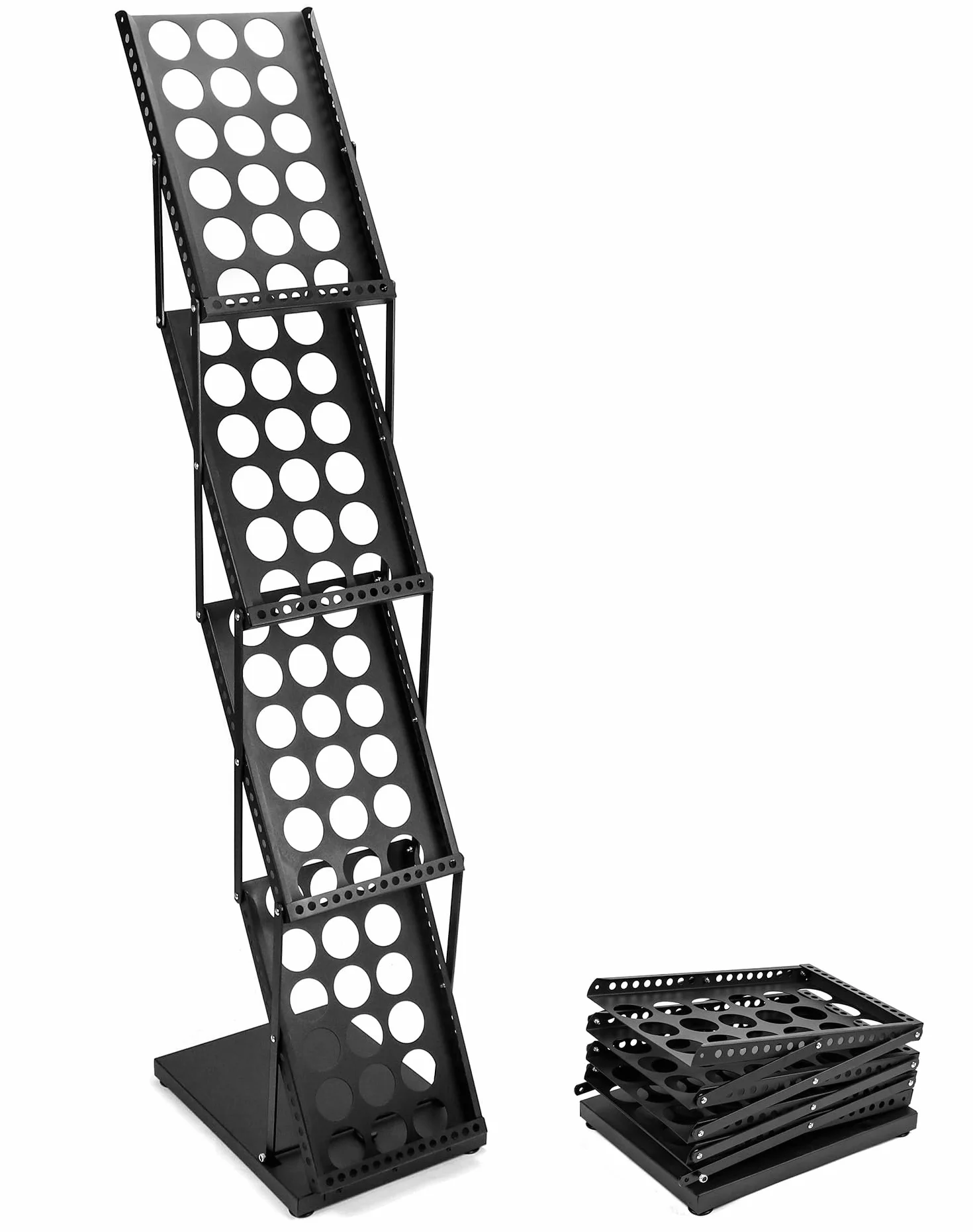 QWORK Expositor De Revistas A4 Plegable Negro