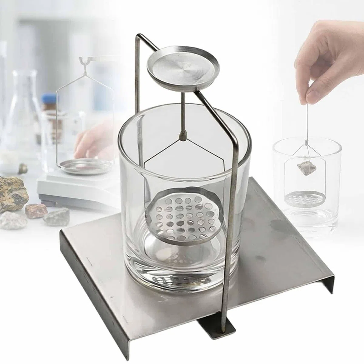 MObyat Kit De Determinación De Densidad De Laboratorio, Marco De Gravedad Específica para Pesaje Hidrostático con Acero Inoxidable, Ensayos No Destructivos, para Muestras Sólidas Y Líquidas,