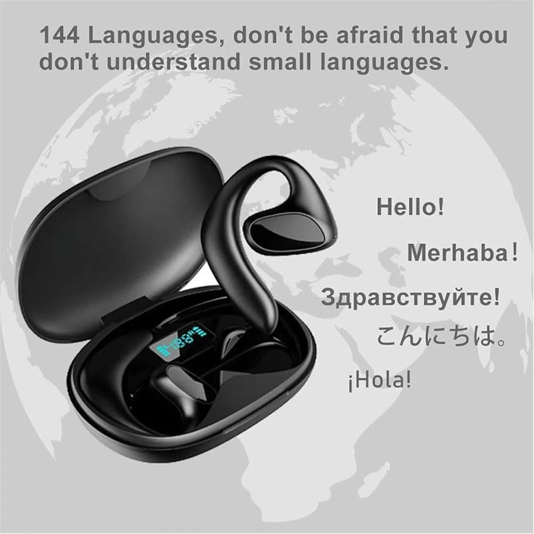 Meacode traductor, Meacode AI translation earbuds, auriculares traductor en tiempo real, 144 idiomas, traducción simultánea, función sin conexión, ideales para viajes, negocios y estudios (Negro)