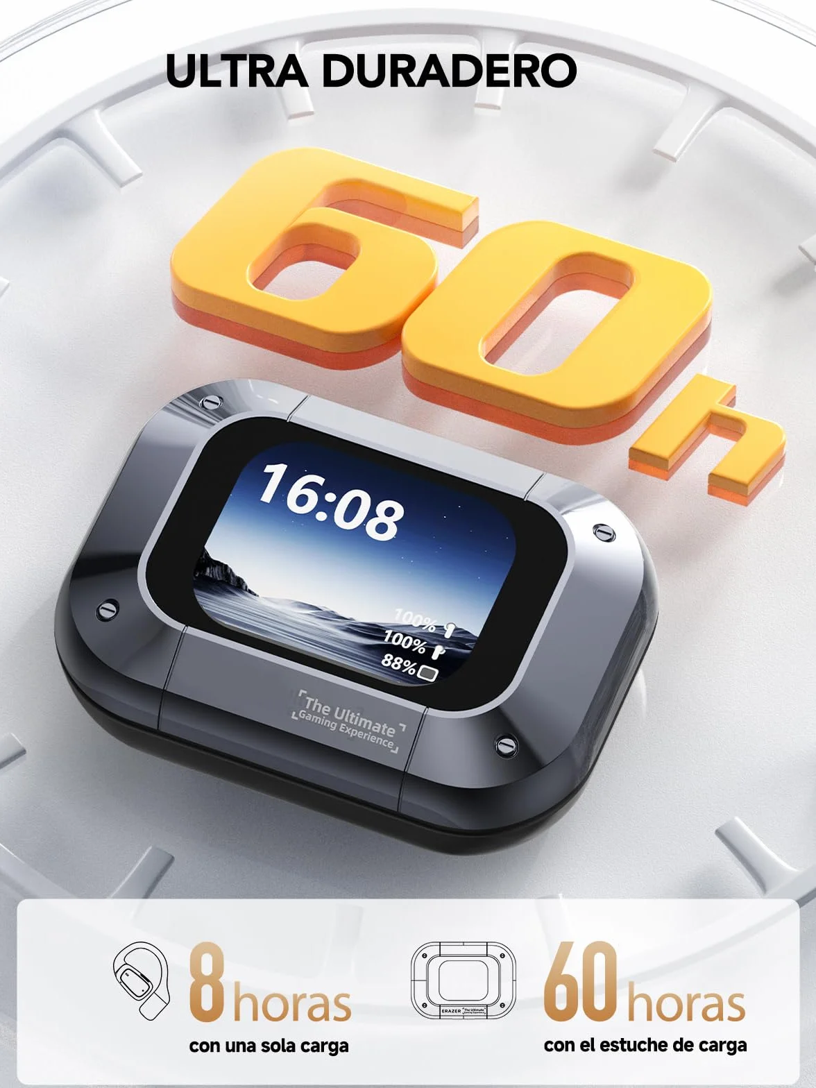 [2026 Nuev] NE25 AI Auriculares Traductor en Tiempo Real con Pantalla LCD, 134 Idiomas y 8 Modos de Traducción, 3 in 1 AI Auriculares Traductor, Bluetooth 5.4 con ENC y App con para Viajes/Negocios