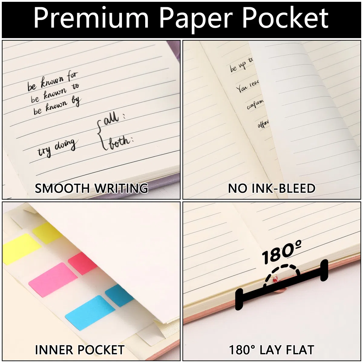 BOBO RABBIT Paquete de 3 cuadernos de bolsillo tamaño A6, tamaño pequeño, para tomar notas, tapa dura, de piel, rayado, bloc de notas para mujeres y hombres