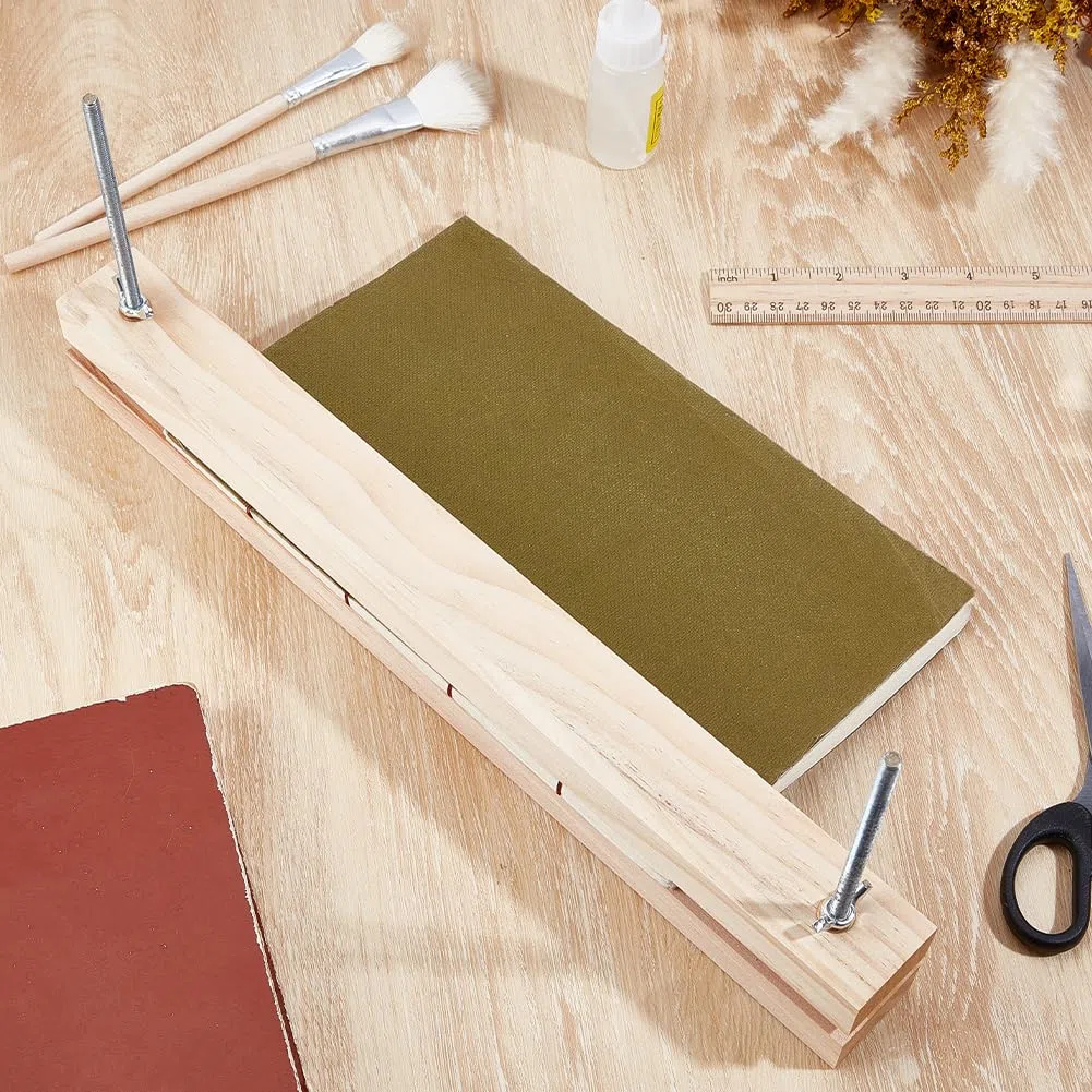 GORGECRAFT Prensa de Bambú de 380mm Encuadernación de Libros Herramienta Perforadora de Madera Cuna Encuadernación Kit de Encuadernación Manual Suministros Portátiles Encuadernación Aficionados A Las