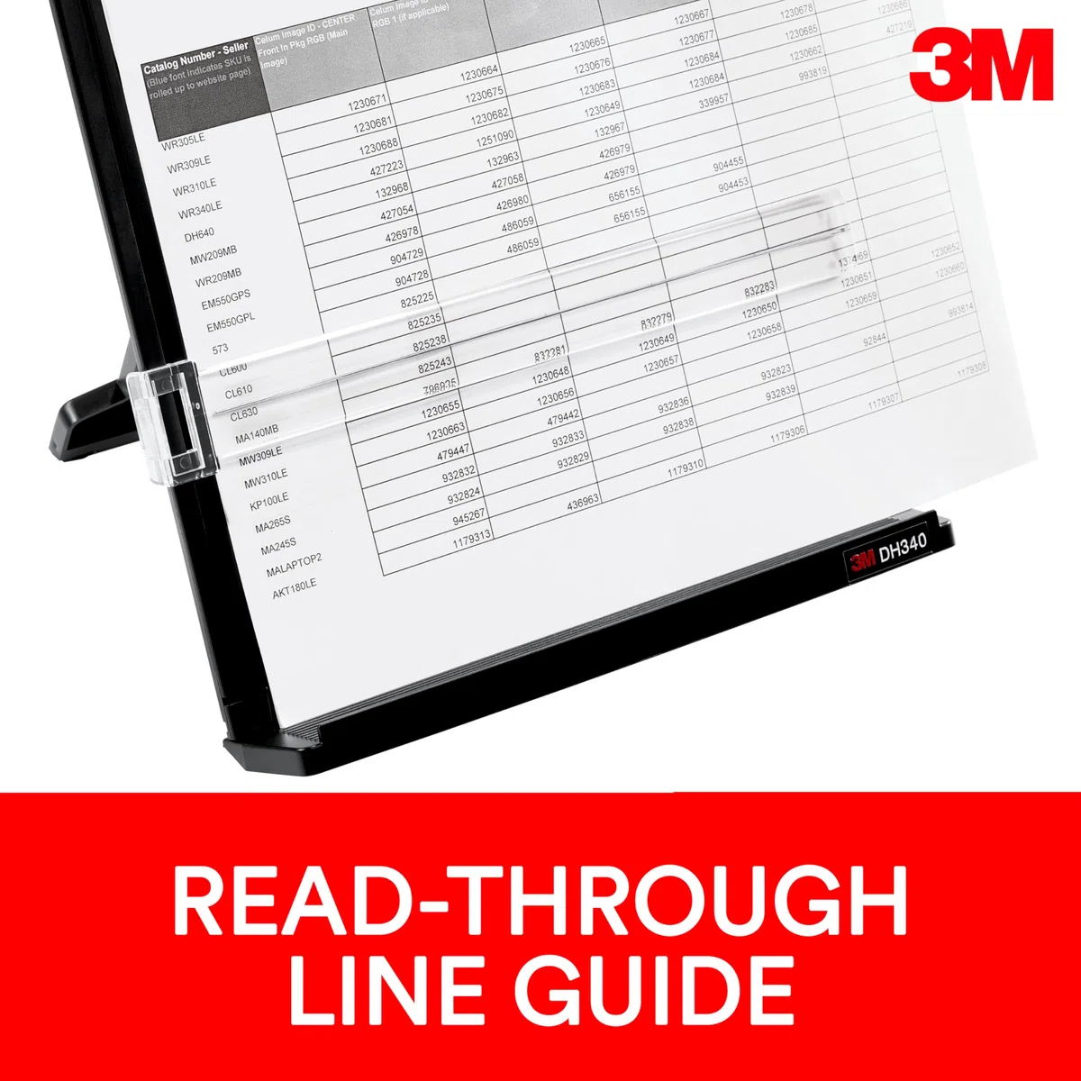 3M Soporte para documentos de escritorio, clip ajustable para documentos verticales y horizontales para una fácil visualización, la repisa inferior tiene borde para mantener hasta 150 hojas en su
