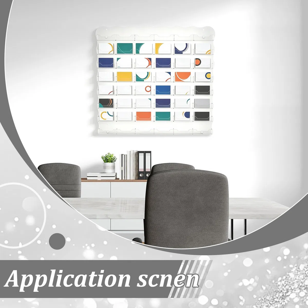 Expositor de pared de acrílico con 1 bolsillos (48 piezas) para tarjetas de visita, colgante de 9 x 6,5 cm, expositor de almacenamiento preperforado para comercialización en casa en la