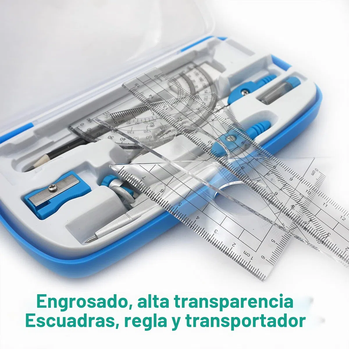Akuoly Set de Geometría Compases Matemáticas para estudiantes con transportador Math Geometry Kit