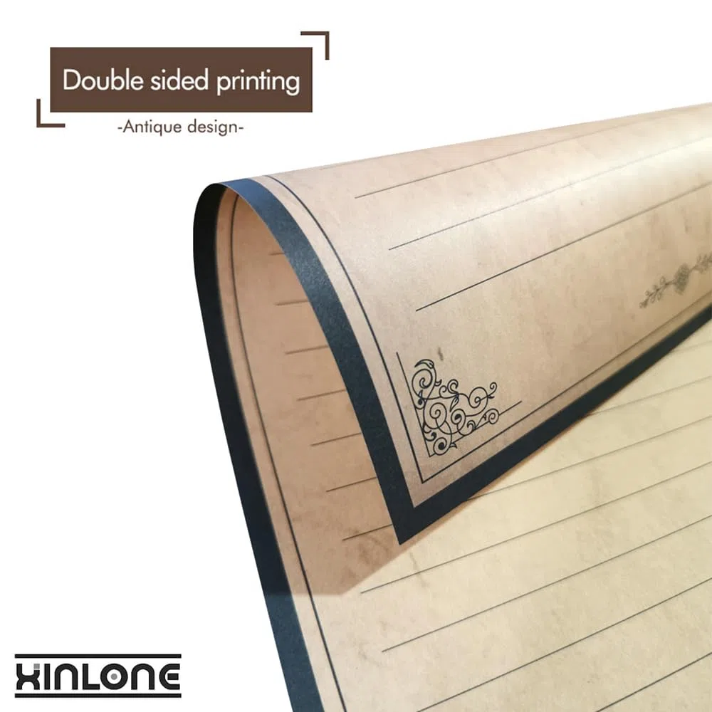 Papel de papelería vintage rayado, 18 x 26 cm, juego de papel y sobres, 48 hojas + 24 sobres, juego de papelería para escribir cartas para todas las ocasiones