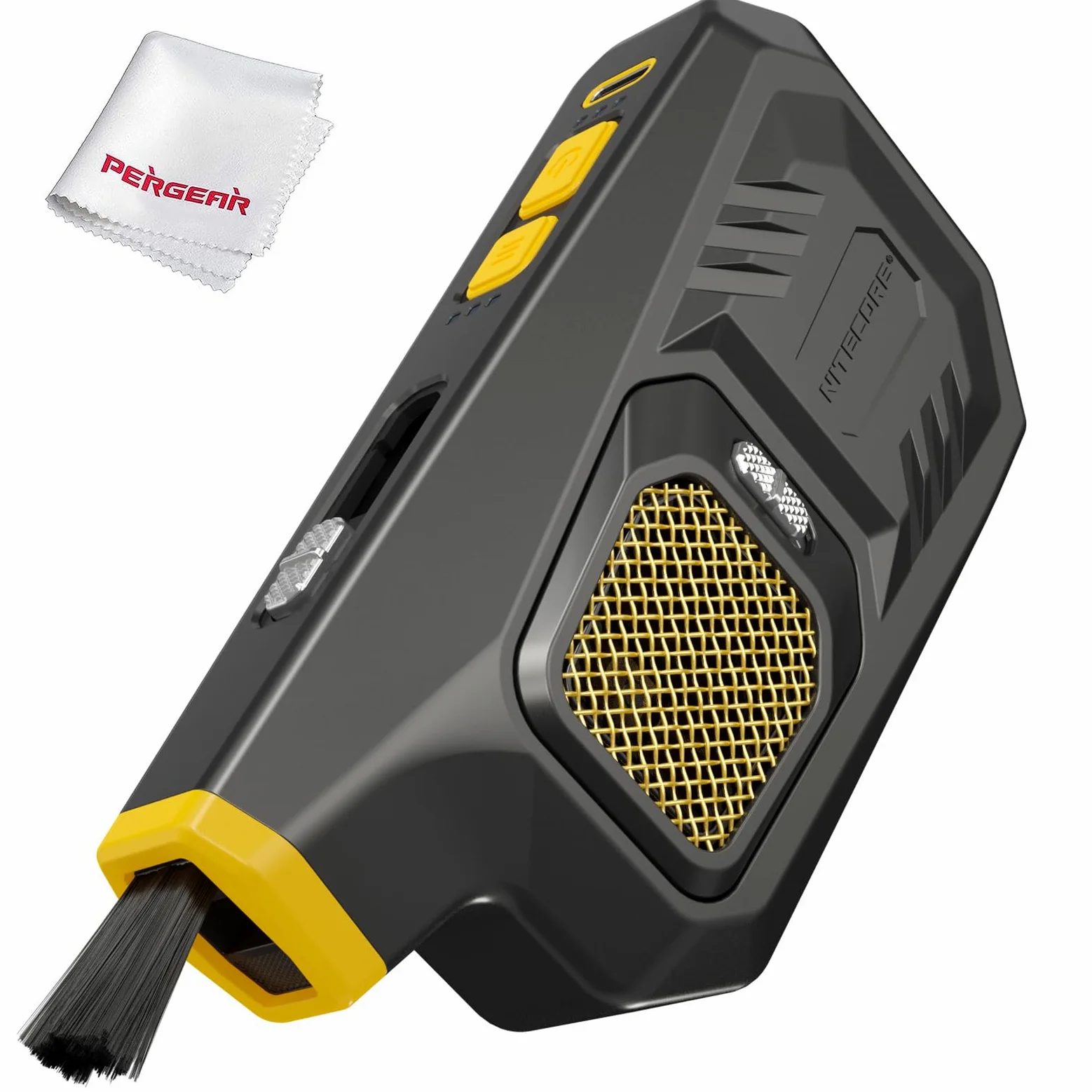 Nitecore Blowerbaby BB21 - Soplador de aire electrónico de limpieza de 2,7 kPa con cepillo de liberación rápida para limpiar lentes de cámara y más