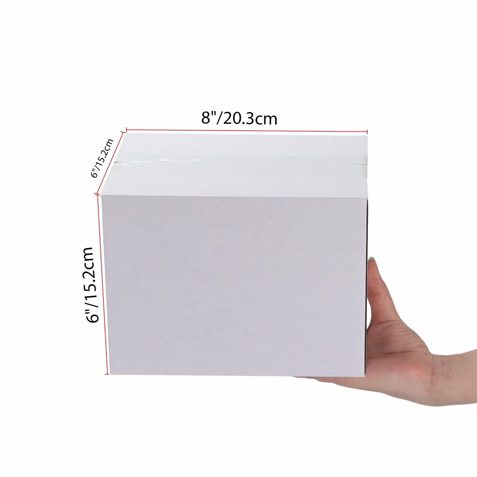 EYMPEU Cajas de Cartón 20,4x15,3x15,3cm Con Tapa, Pack 40 Cajas Pequeñas Onduladas, Blanco