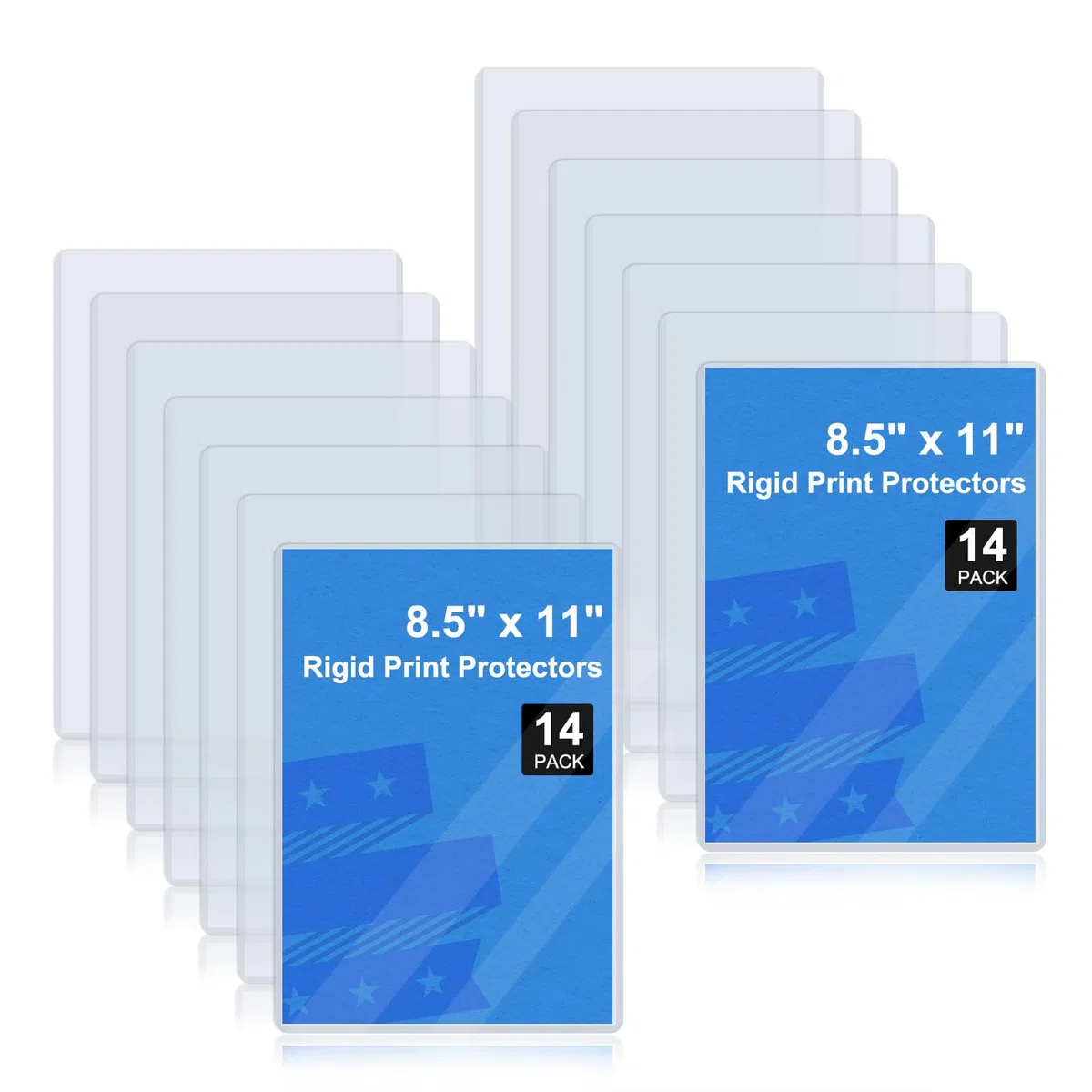 Rainmae Paquete de 14 protectores rígidos de impresión de 8.5 x 11 pulgadas, protectores de hojas de plástico duro transparentes impermeables para páginas, fundas de papel, fundas de plástico para