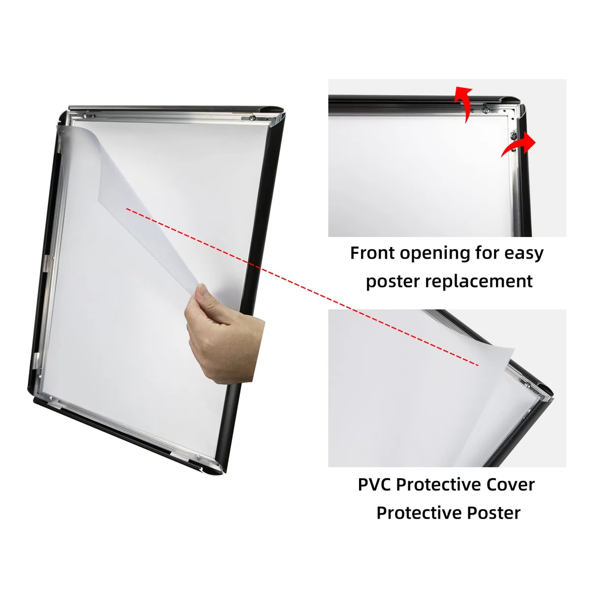 Soporte de cartel de pedestal, soporte de aluminio ajustable para carteles de marco abierto de 11 x 17 pulgadas para pantalla vertical/horizontal, negro