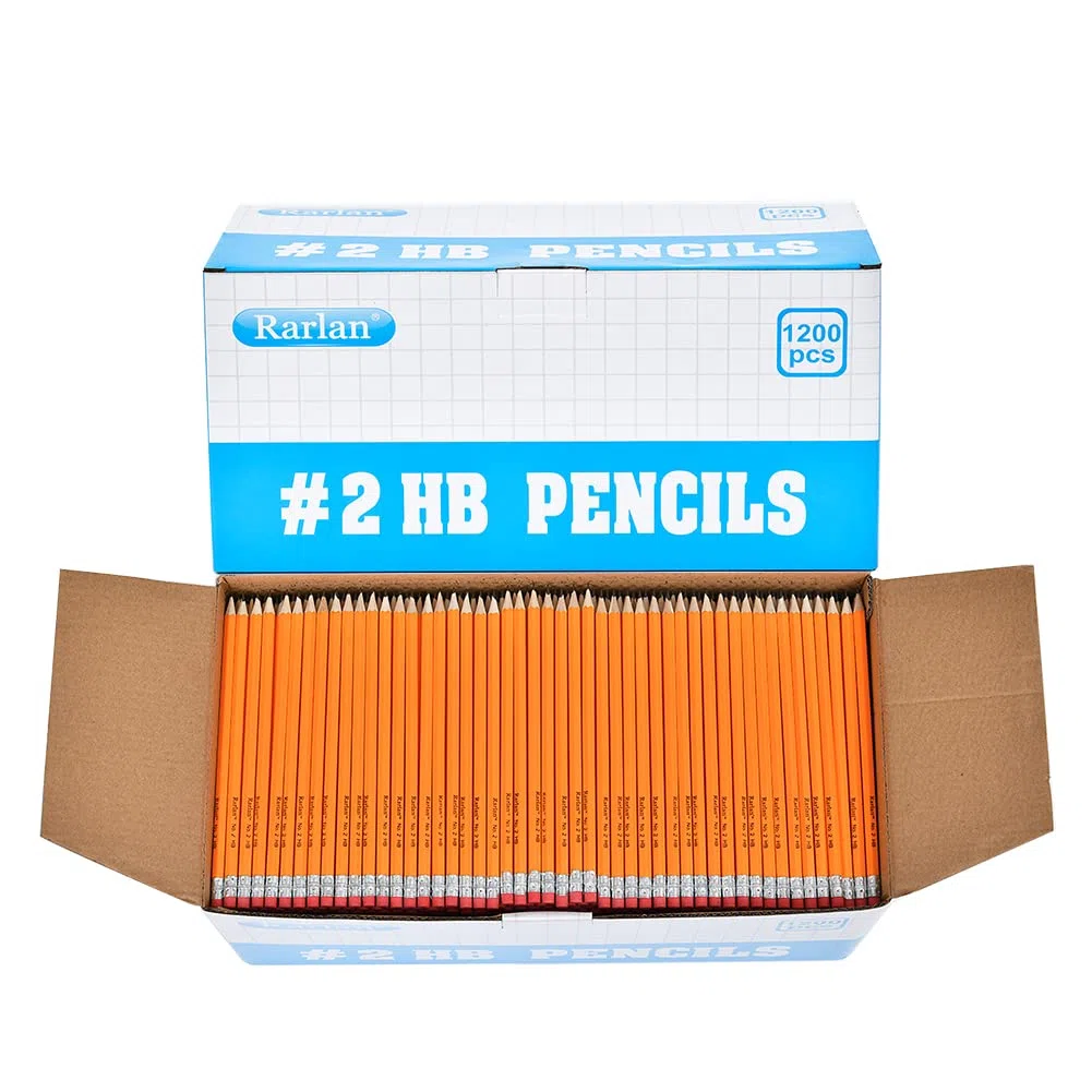 Rarlan Lápices HB #2 con revestimiento de madera, preafilados, paquete de 1200 unidades | Lápices de aula con borradores para suministros escolares y profesores, escritura, dibujo y bocetos, vuelta a la escuela