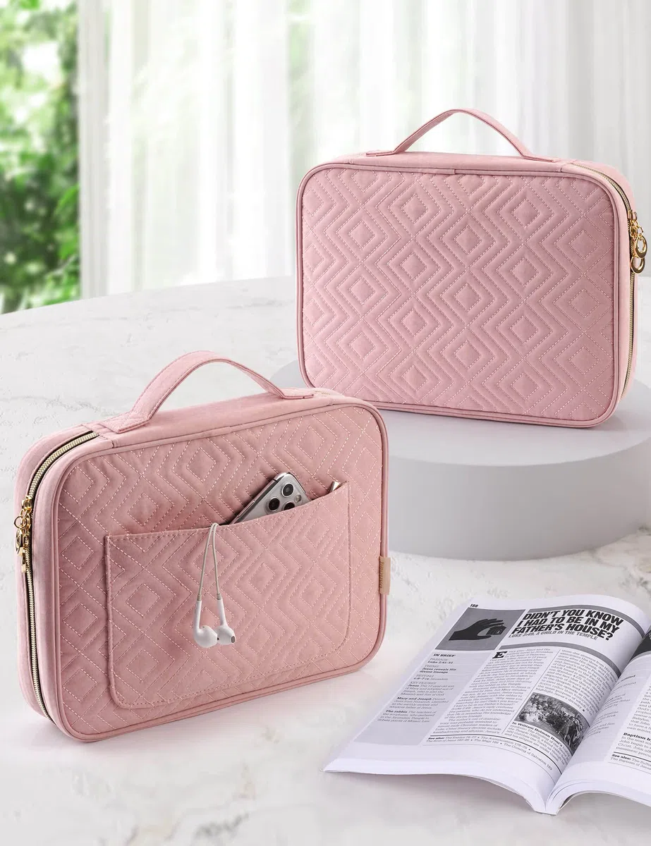 Heouvo Fundas de Biblia para mujer, funda de transporte acolchada de algodón con bolsillos/asa, ideal para estudio bíblico/uso diario, regalo perfecto para mujeres y niñas