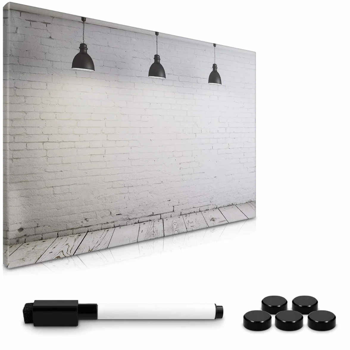 Navaris Pizarra magnética 60x40cm Tablero industrial lavable con soporte y marcador
