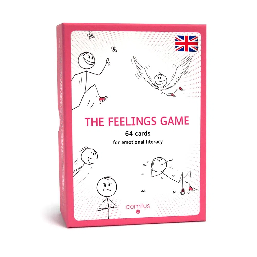 Comitys | Juego de Las emociones | 64 Tarjetas de alfabetización Emocional | Herramienta pedagógica Inspirada en la Comunicación No Violenta CNV | 177 Estados emocionales por descub (Inglés)