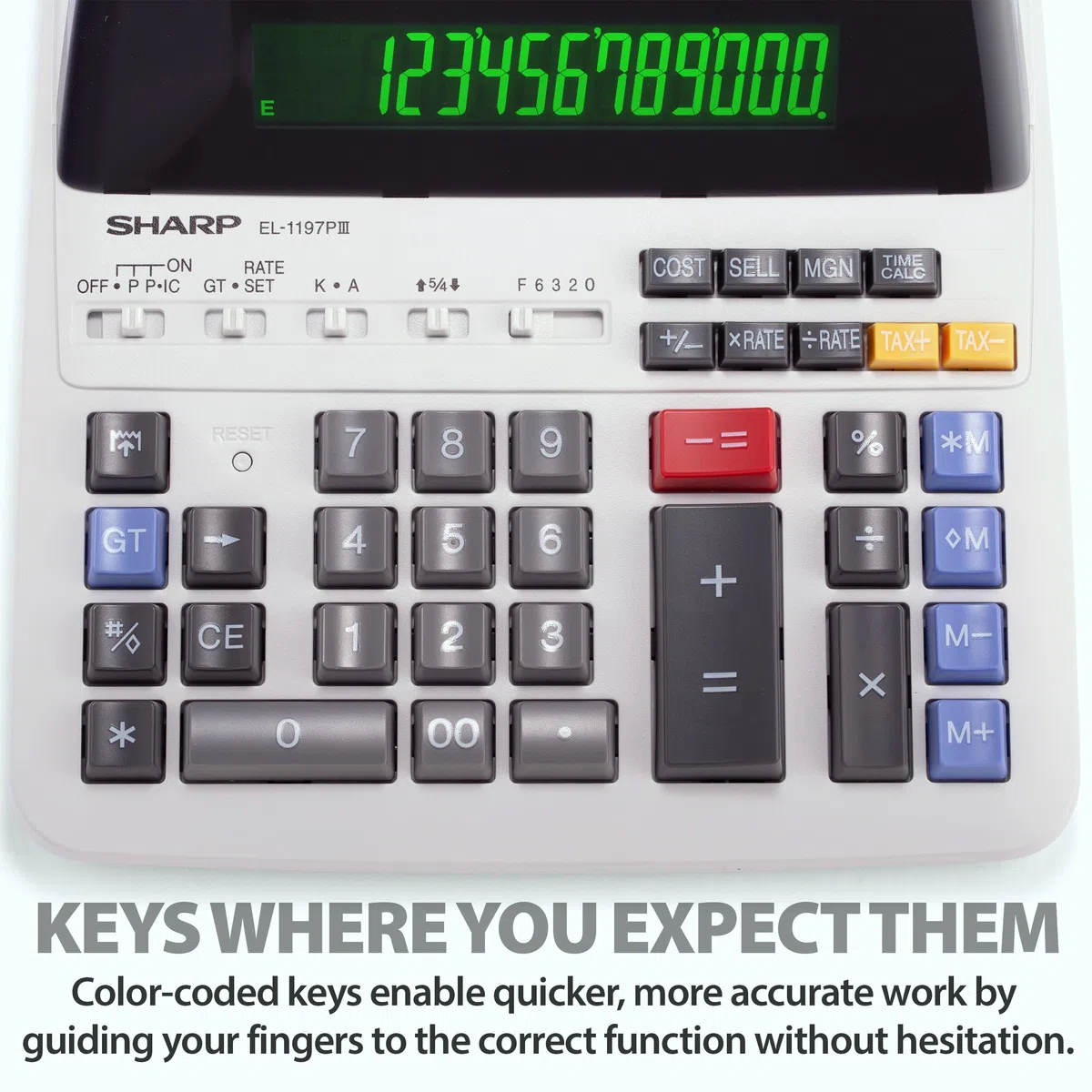 Sharp EL1197PIII - Calculadora (Color Blanco, Cinta de Tinta)