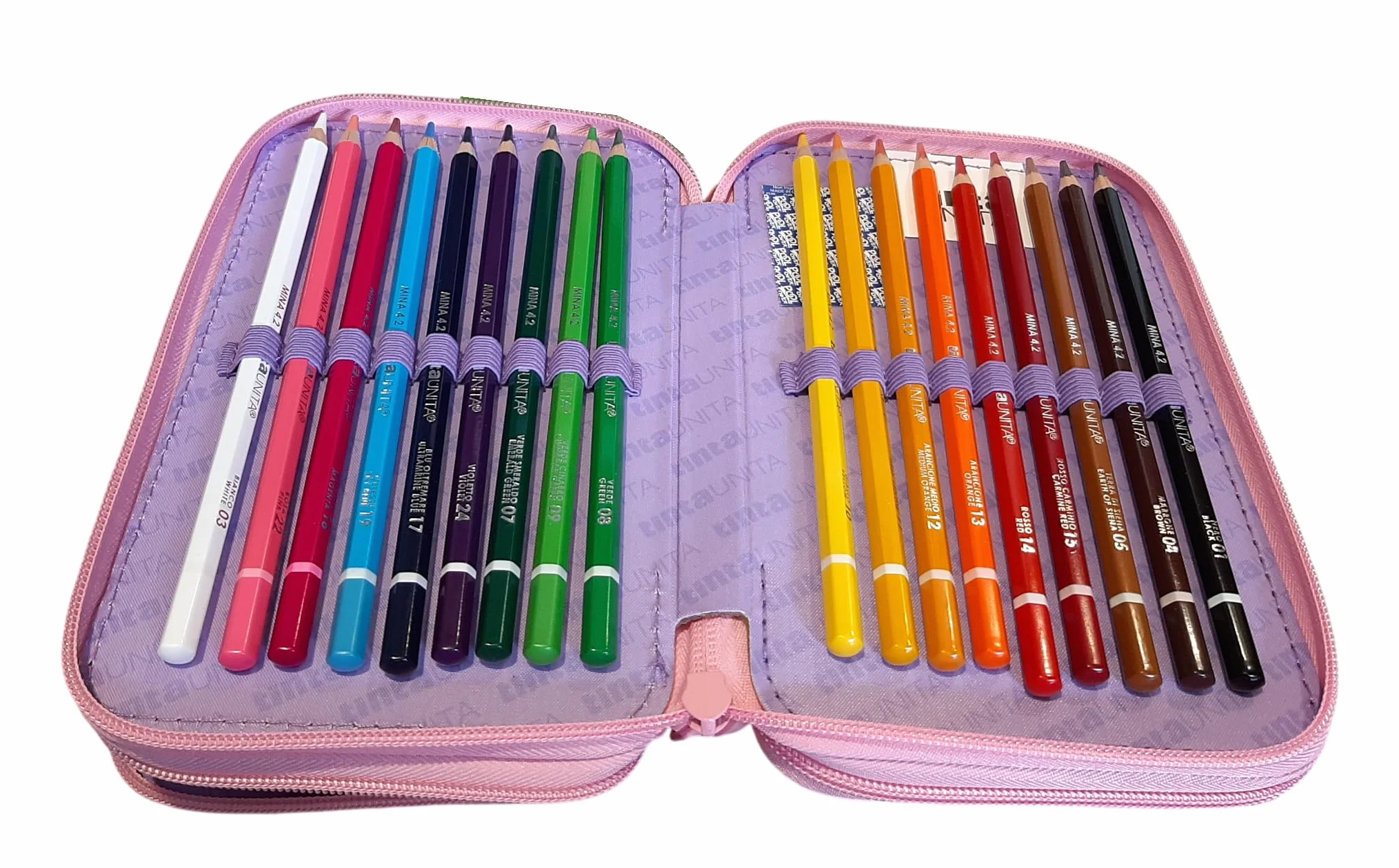 Estuche de color liso con 3 cremalleras Elegant Glamour Gradient rosa violeta completo de papelería + estuche ovalado con cremallera para escuela niña + llavero y bolígrafo de color
