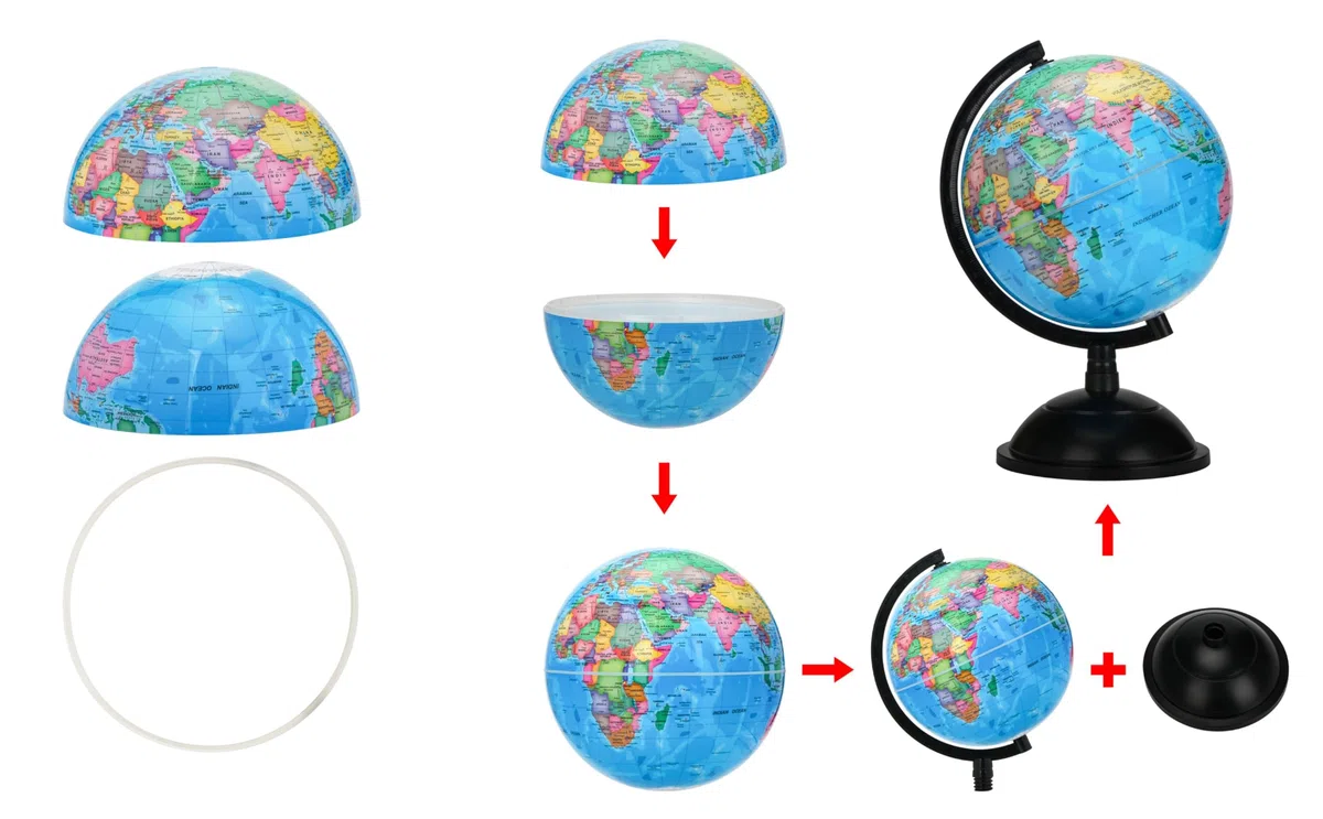 Exerz 20cm Globo Terráqueo - Mapa en Inglés - Educativo Globo Girable Decoración de Escritorio - Mapa Político Geográfica/Moderna - Diámetro 20cm