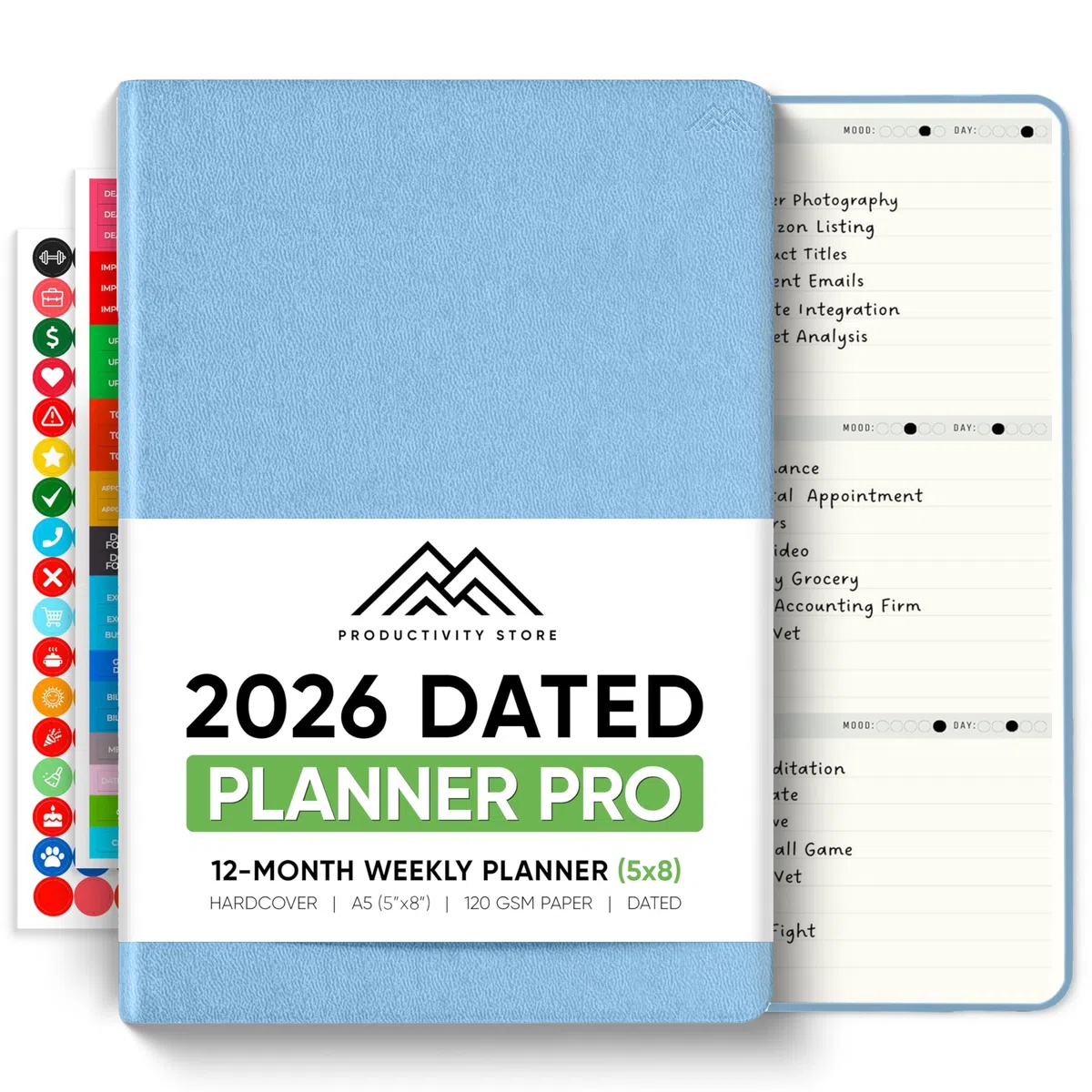 Planificador profesional con fecha 2023 por Productivity Store (azul)