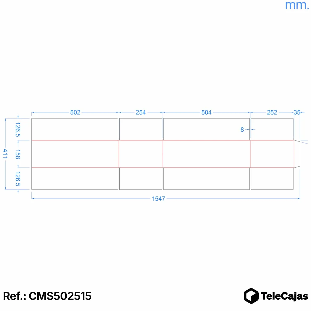 TELECAJAS | 20 Cajas 50x25x15 cm de Cartón Plana Alargada de Solapas, Robusta Marrón Kraft, Sin asas | Pack de 20