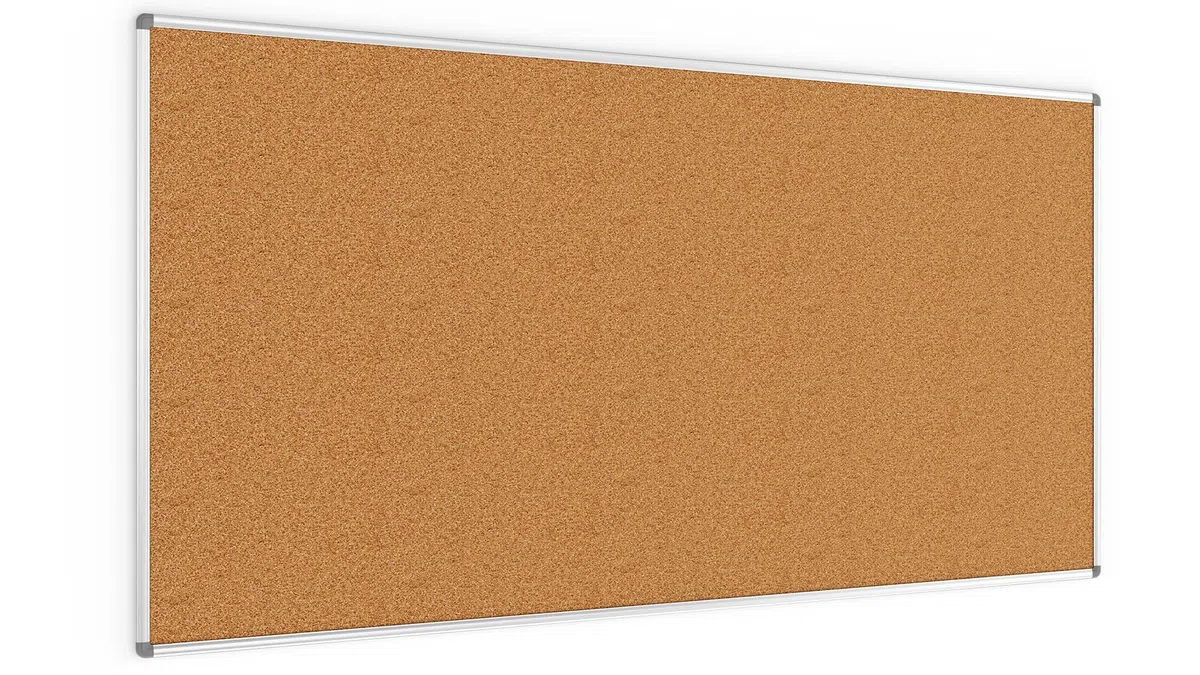 ALLboards Tablón de anuncios de corcho con marco de aluminio | Ideal para oficinas, lugares públicos, hogar | Montaje rápido y sencillo [Corcho marrón-200x100cm]