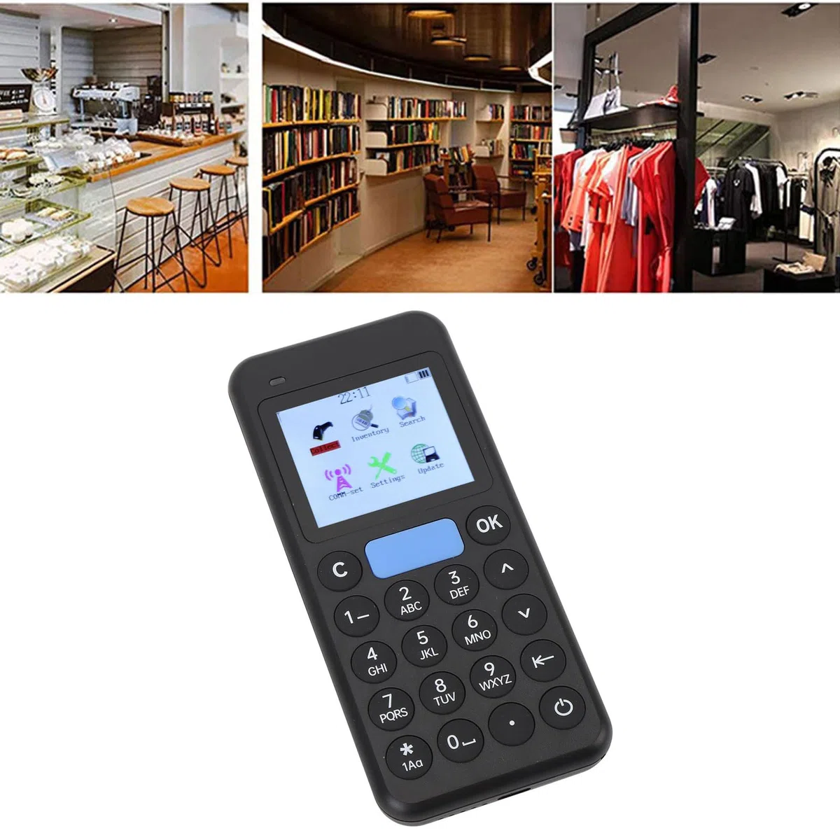 FTVOGUE Escáner de Inventario Portátil Lector de Códigos de Barras Portátil Recolector de Datos Inalámbrico con Batería de 1500 MAh Alcance de 300 M para Escaneo de Códigos QR 1D 2D