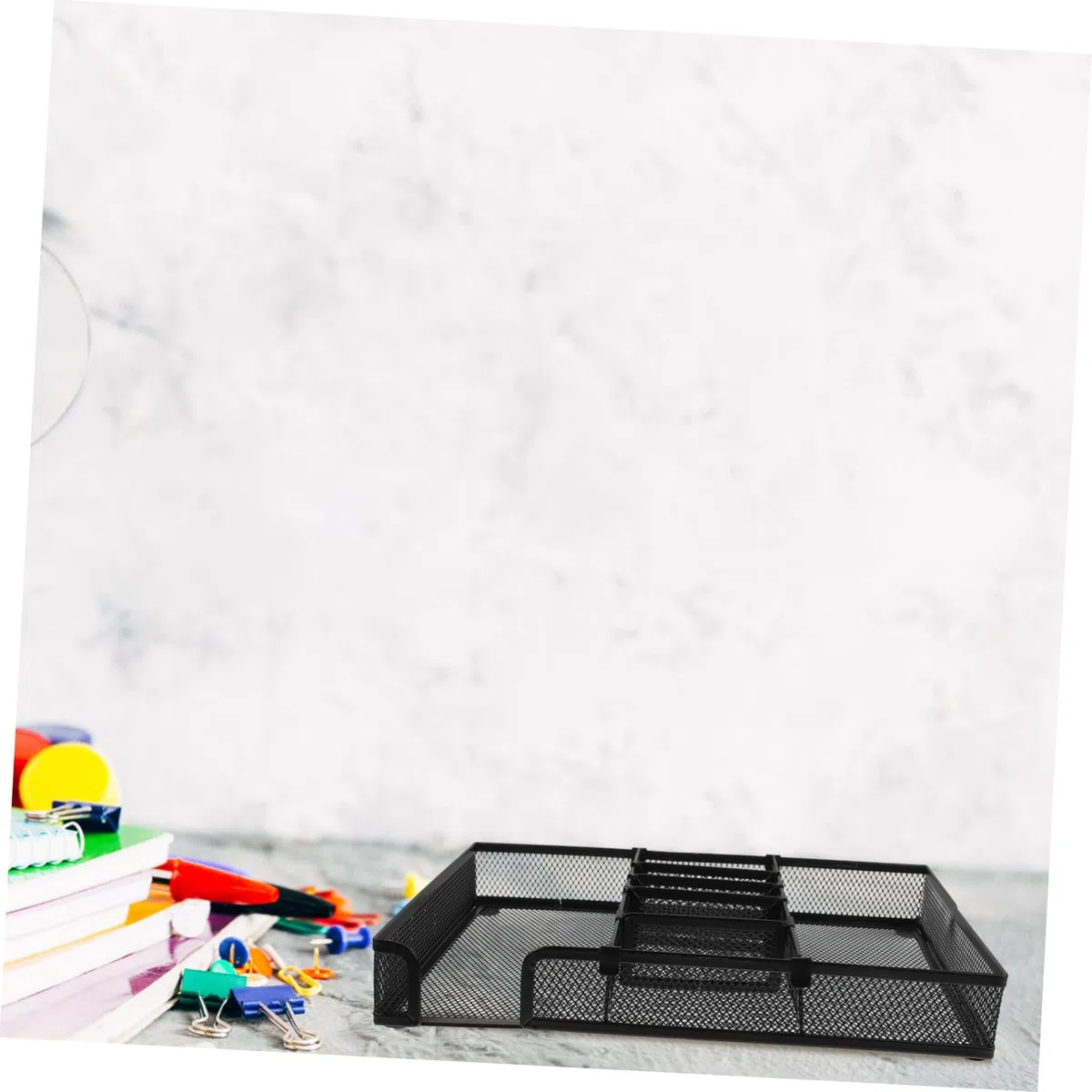 Organizador de Escritorio de Hierro Negro para Papelería y Oficina | Sistema Práctico de Orden, Diseño Versátil, Limpieza Sencilla y Ahorro de Espacio en Mesa