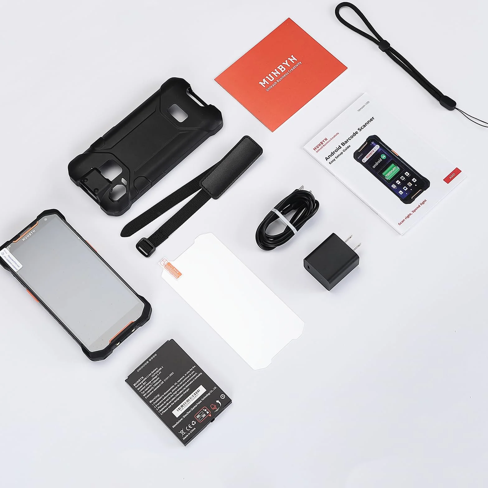 MUNBYN 2026 Nuevo Escáner de Código de Barras Android 14 Actualizable a 18, PDA Móvil 4GB + 128GB, Escáner Zebra SE4710 1D/2D/QR, Carga Rápida, Resistente a Caídas de 2m, AS01