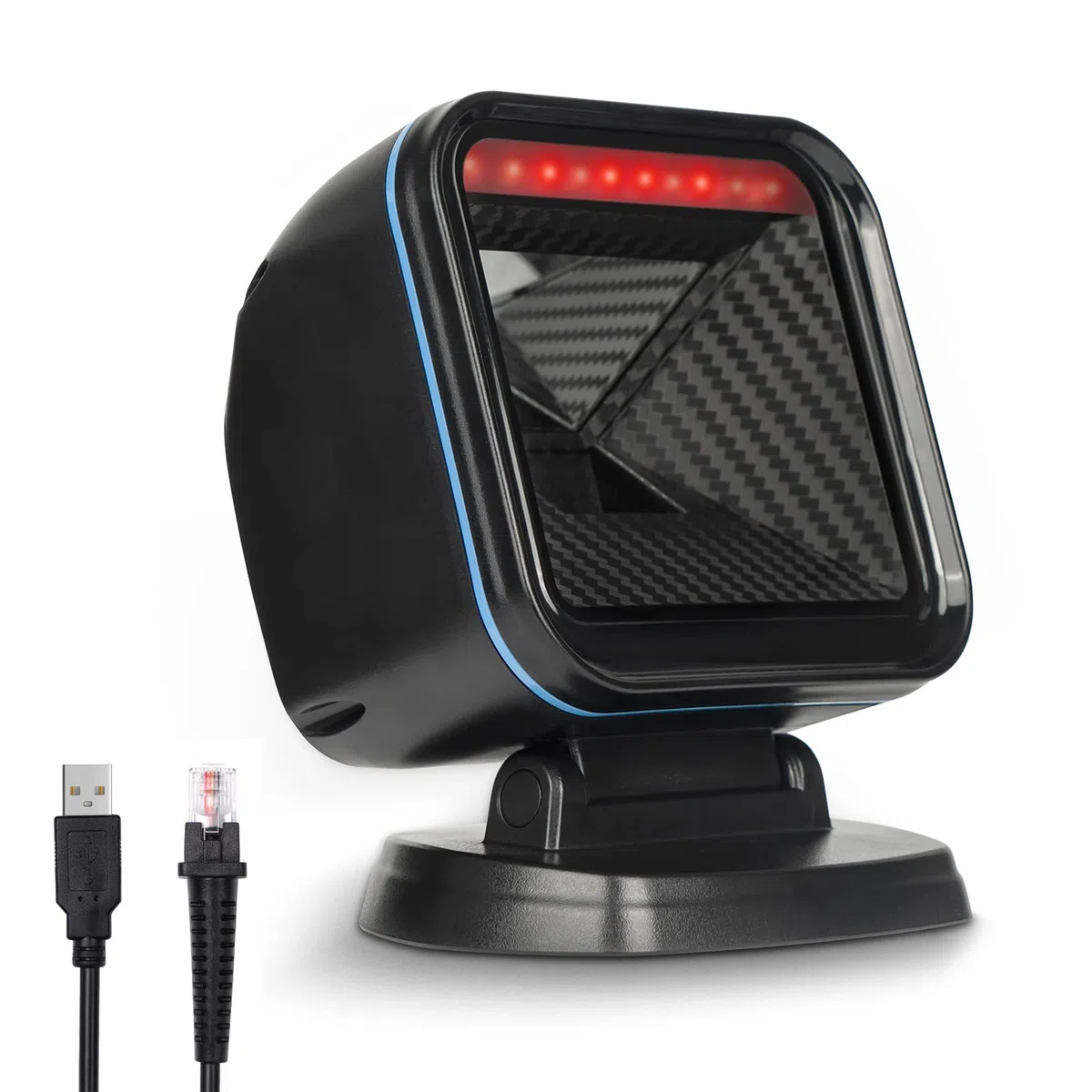 OBZ 1D 2D Lector Codigo Barras y QR, Escáner de Código de Barras de Escritorio Manos Libres con Cable USB Automático para PC POS Supermercado Farmacia Panadería Biblioteca