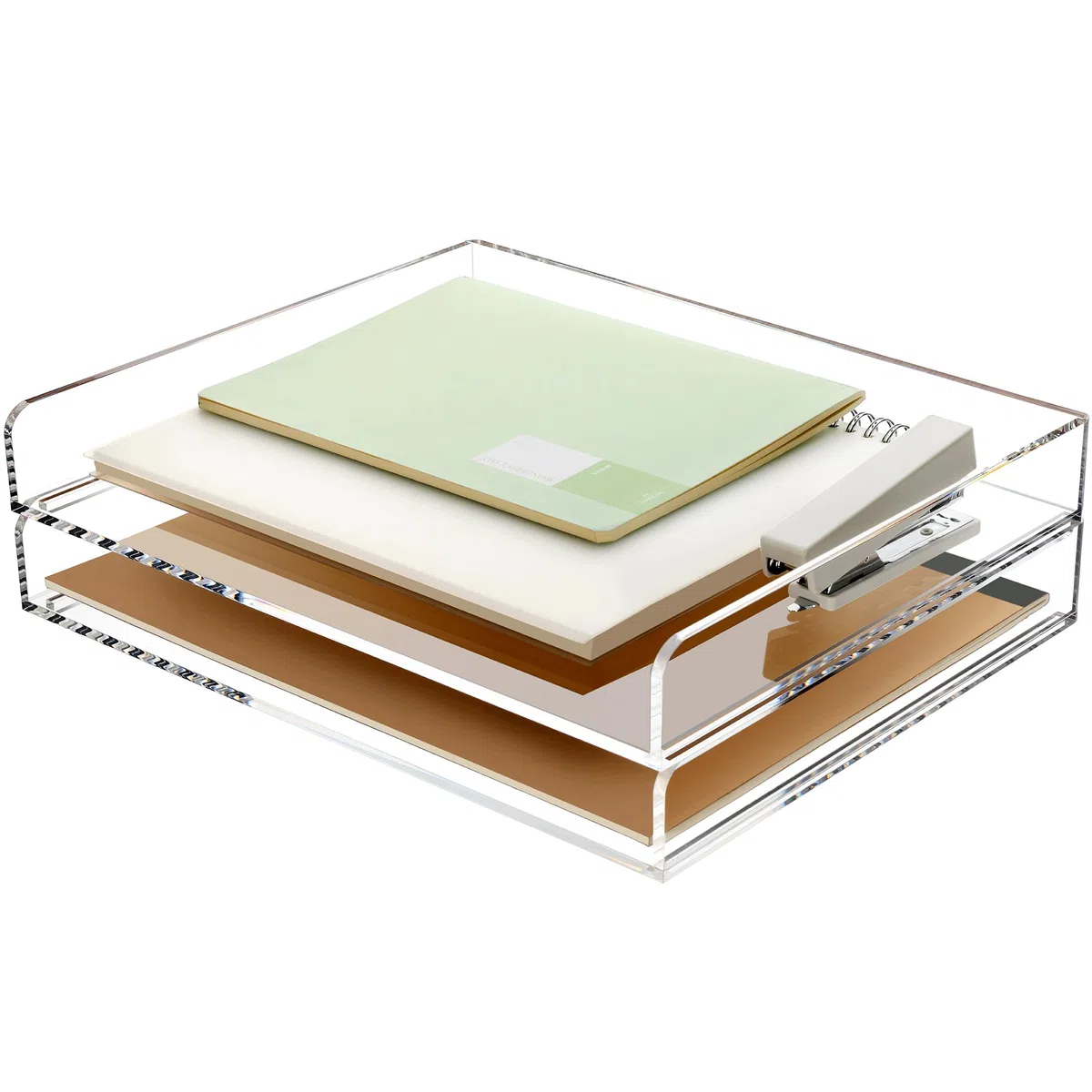 SANRUI Bandeja para cartas A4, apilable, acrílico, bandeja de documentos de alta calidad, horizontal, transparente y maciza, organizador y bandeja para cartas para oficina, cartas y papel, bandeja de