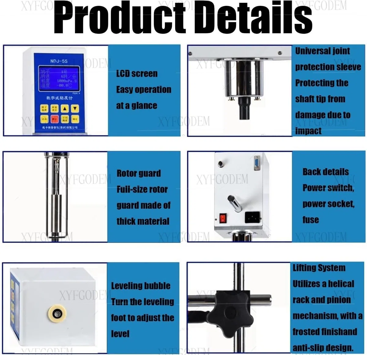 Viscosímetro Digital Rotacional de Laboratorio - Medidor Viscosidad Portátil con Pantalla LCD y 4 Rotores, Precisión ±2,0%
