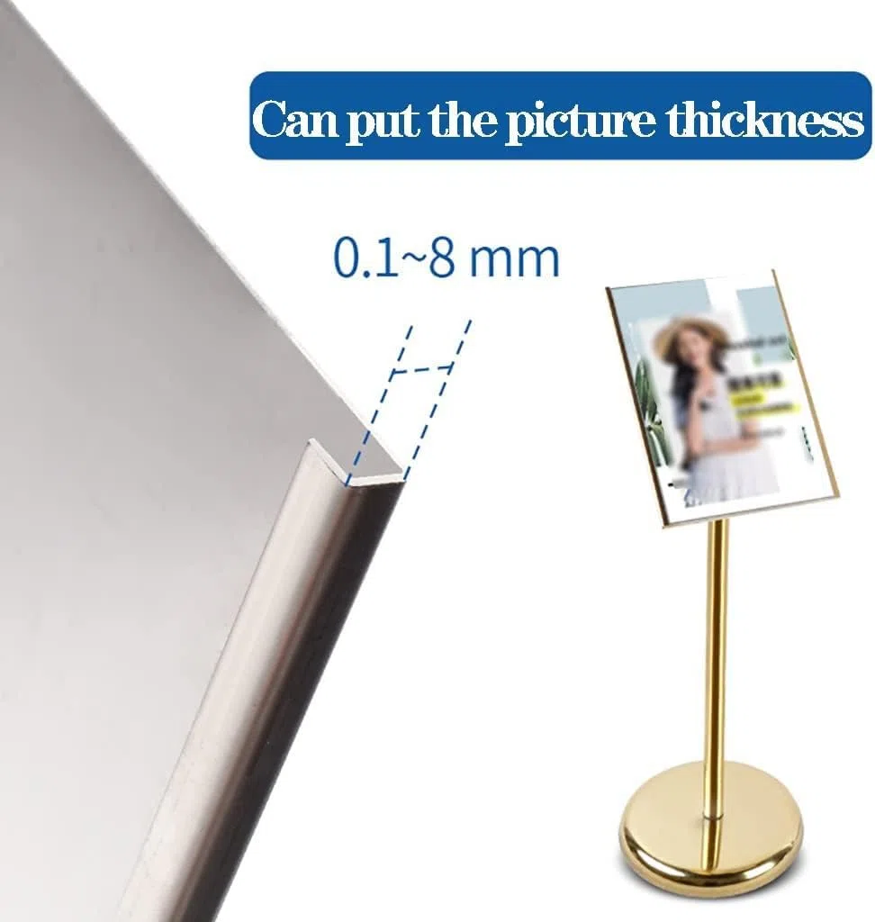 Soporte de pie ajustable para carteles y menús, exhibición de pedestal de aluminio resistente con opciones de visión horizontal y vertical