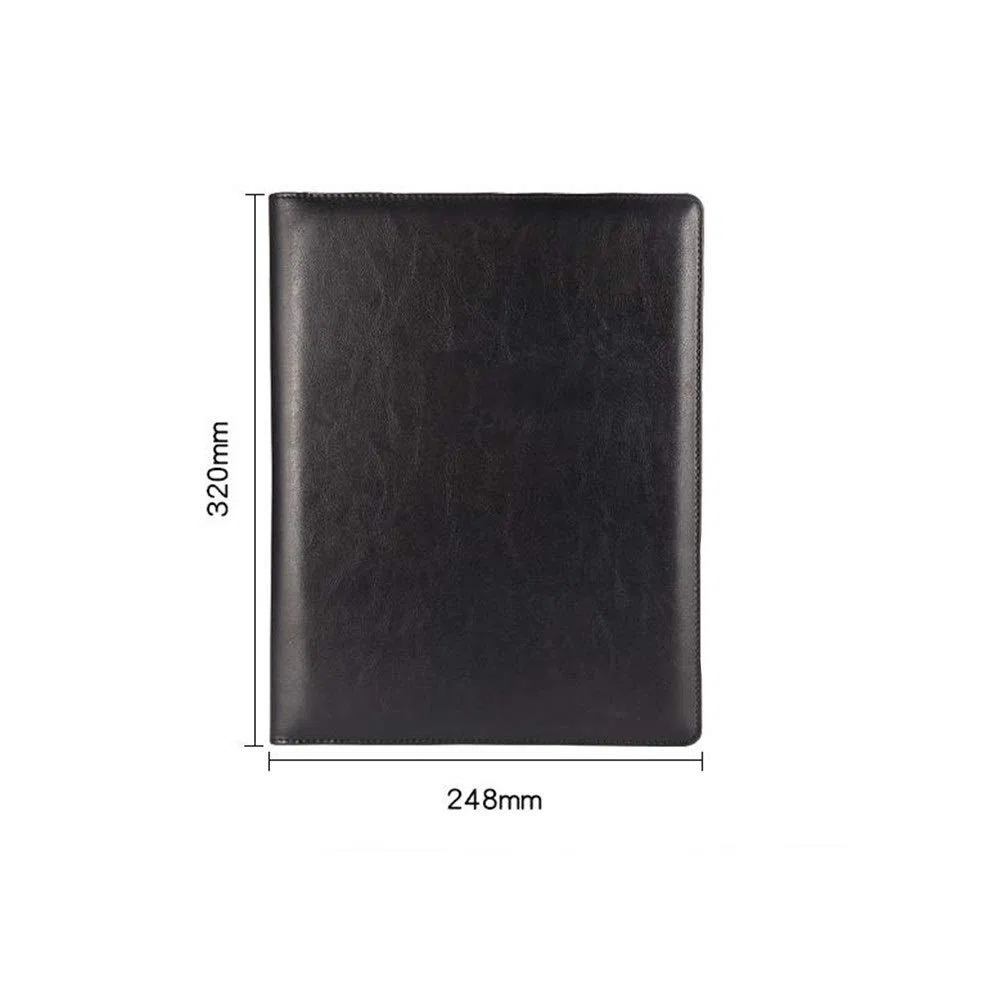 Carpeta de conferencias, multifunción, con calculadora, profesional, para entrevistas, currículum, organizador de archivos, bolsa de documentos de negocios (negro, 320 x 248 mm)