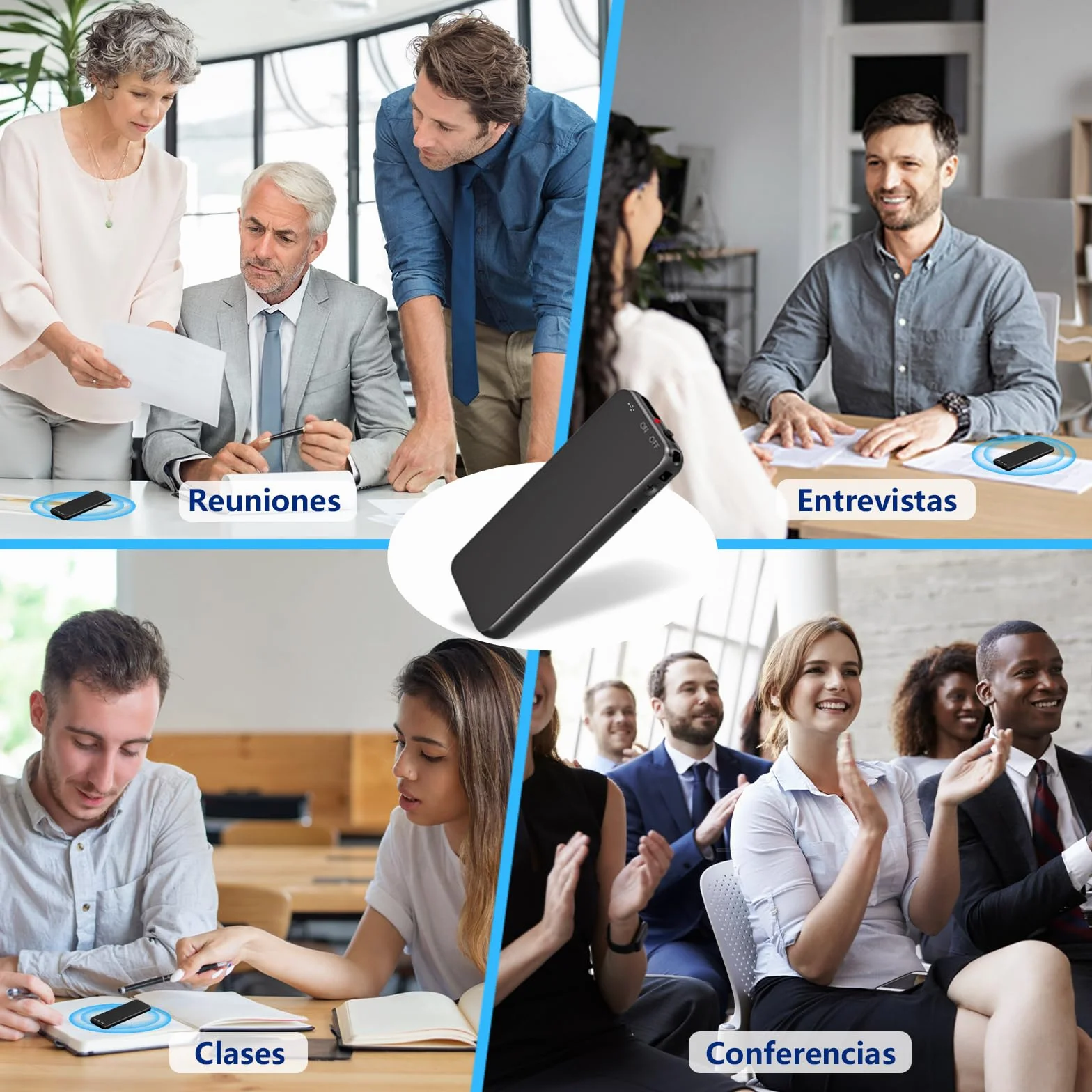 40H Grabadora de Voz, 64GB Mini Grabadora Voz con Funda de Metal Negra, Grabadora Audio USB-C para Grabar Clases Reuniones Entrevistas
