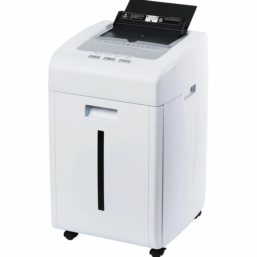Kalopsia Destructora de Papel Profesional: 200 Hojas Destructora Automatica 60Min Trituradora de Papel Microcorte Seguridad P5 Tarjeta de Crédito/CD/Grapa Destructora Papel Oficina Casa con Cubo 35L