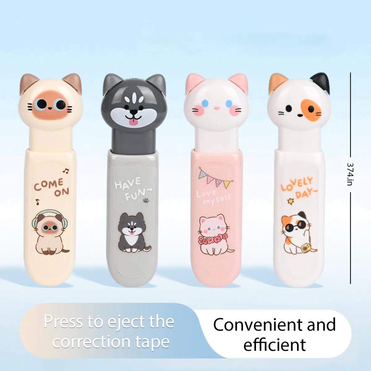 Cinta correctora retráctil blanca, bonita cinta correctora de patas de gato, mini aplicador blanco estético con cinta fácil de usar para suministros de oficina de regreso a clases (6 unidades