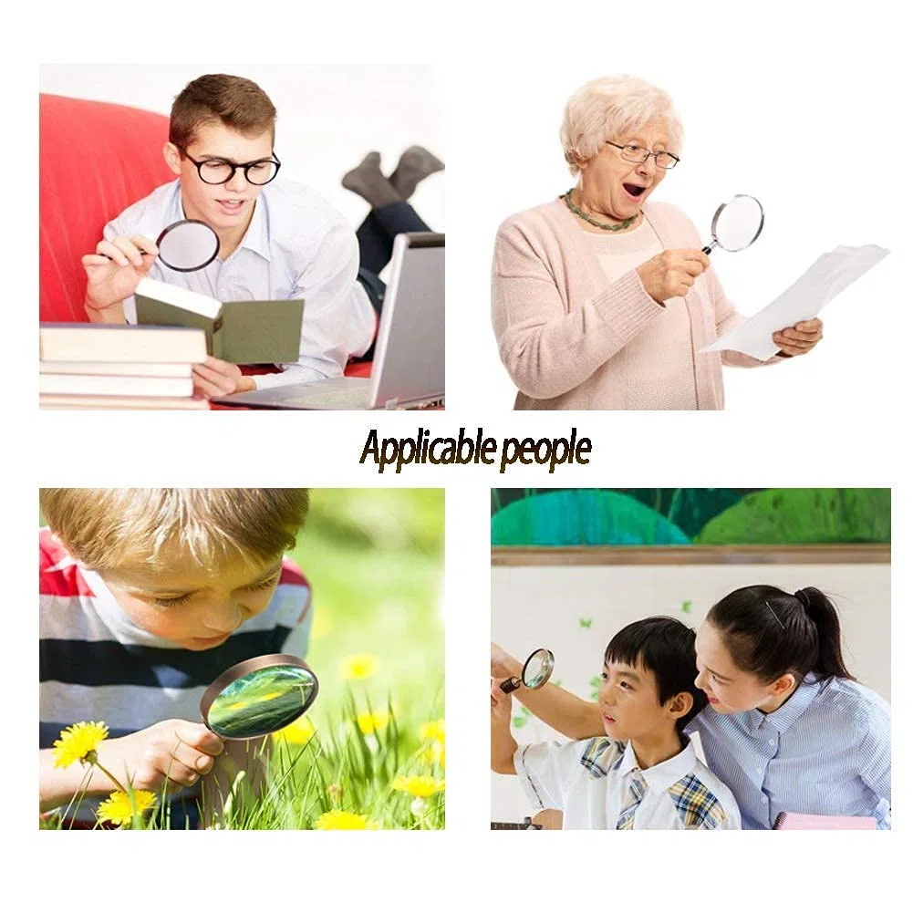 Lupas, Lupa con luz, Lupa de Mano con luz LED Brillante, Lente de Aumento 8X, Ligera, Fácil de Usar para Personas Mayores, Readioffice, Mapas, Joyería, Reloj mecánico, Computadora
