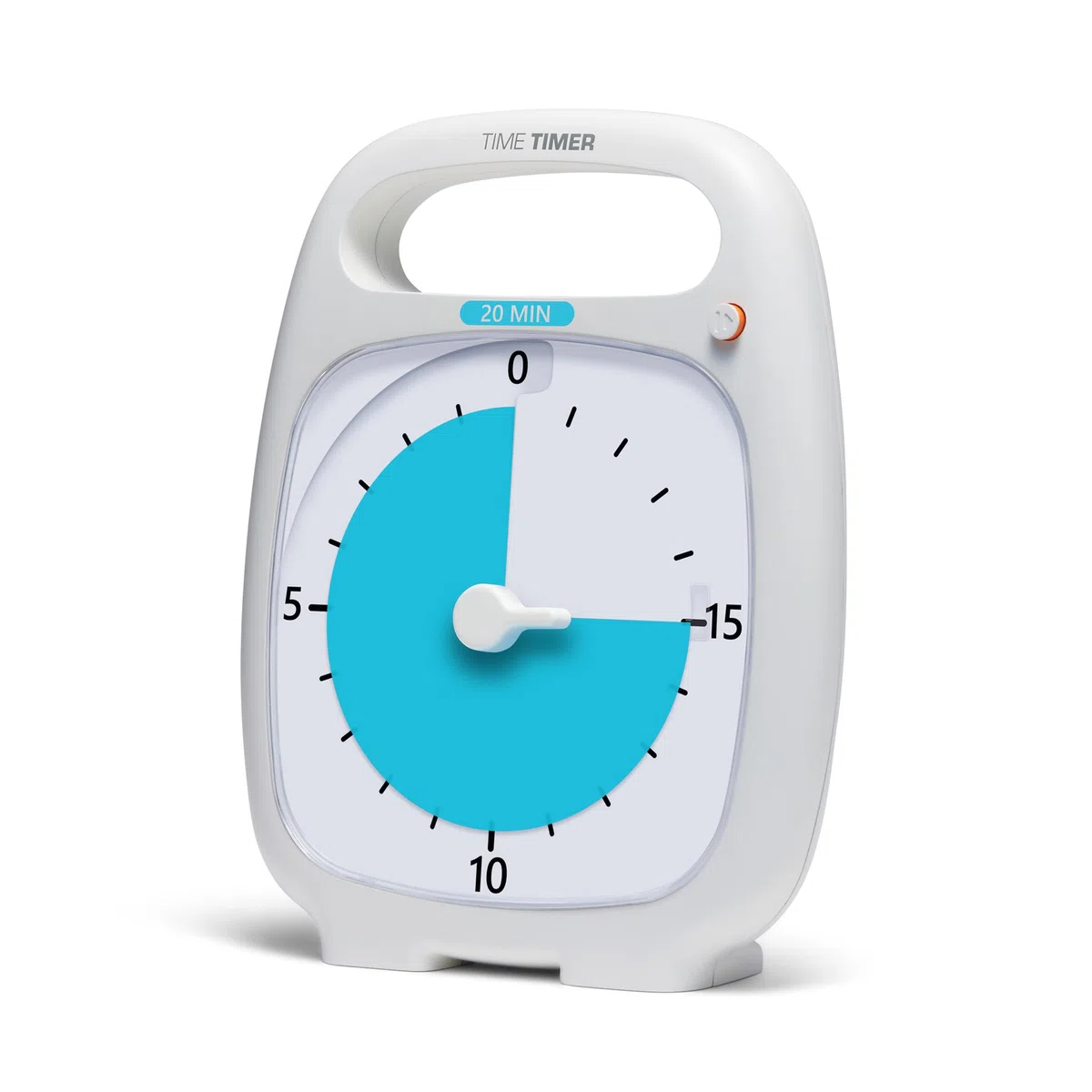 Time Timer Plus 20 Minutos, Temporizador Visual de Cuenta Regresiva para Aulas, Cocina, Reuniones y Oficinas con Asa Portátil y Funcionamiento Silencioso (Blanco)
