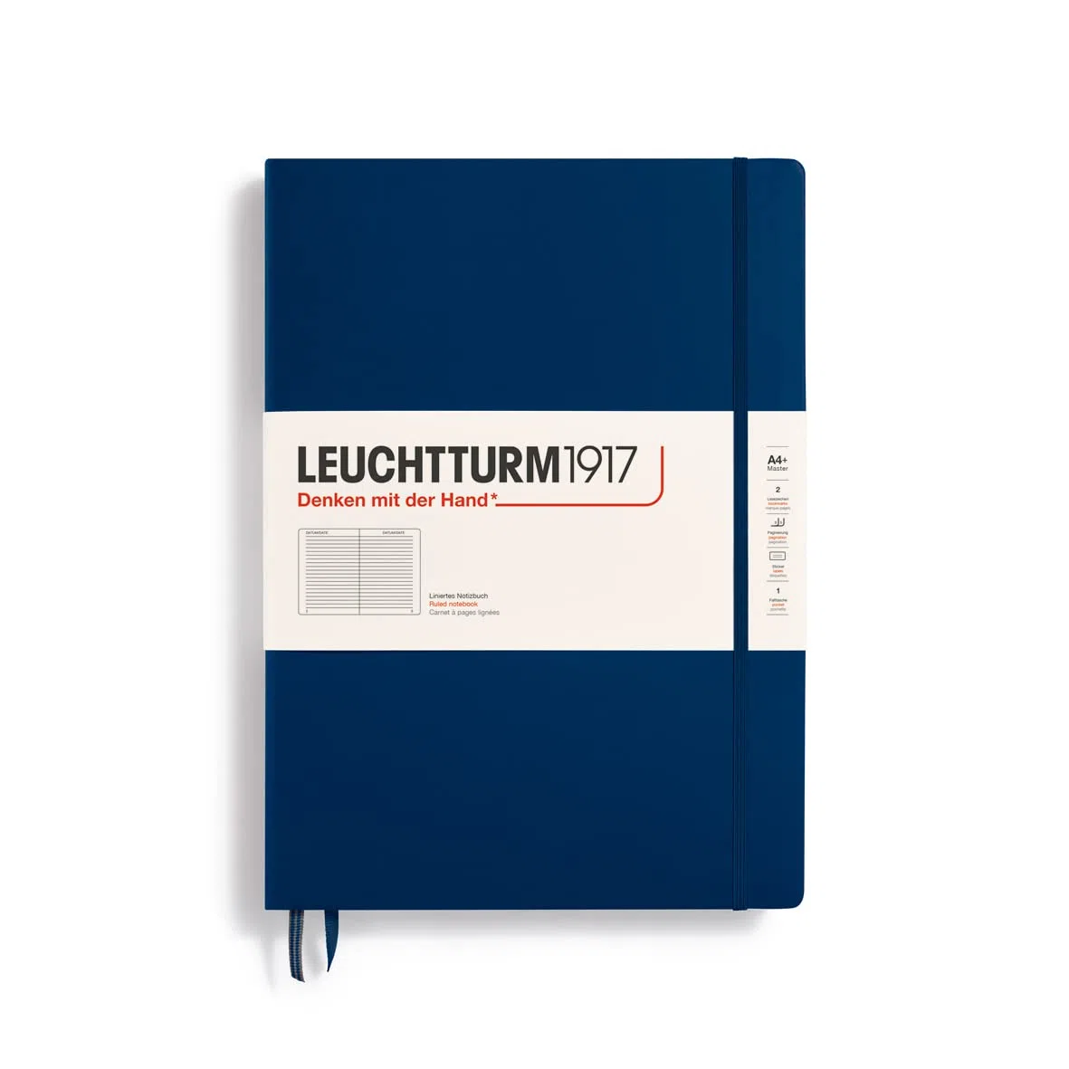 LEUCHTTURM1917 359867 Libreta Master Classic (A4+) 225 x 315 mm, Tapa Dura, 235 páginas numeradas, Azúl Marino, Lineas