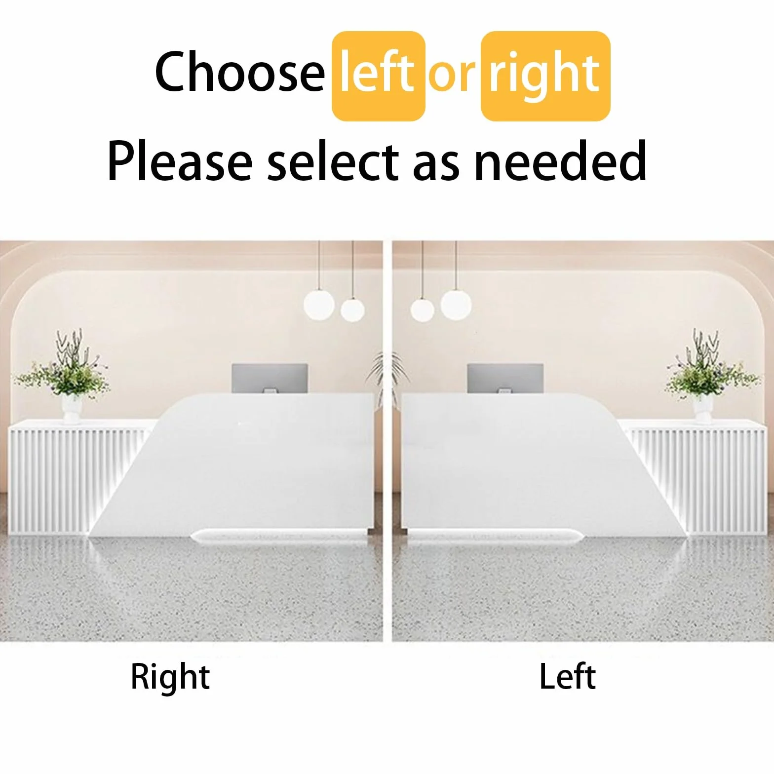 Mostrador de recepción con cajones con Cerradura, LED, armarios con Puertas, mostrador de recepción for consultorio médico/vestíbulo de Hotel/recepción de Oficina(Cream+White (Left),120cm)