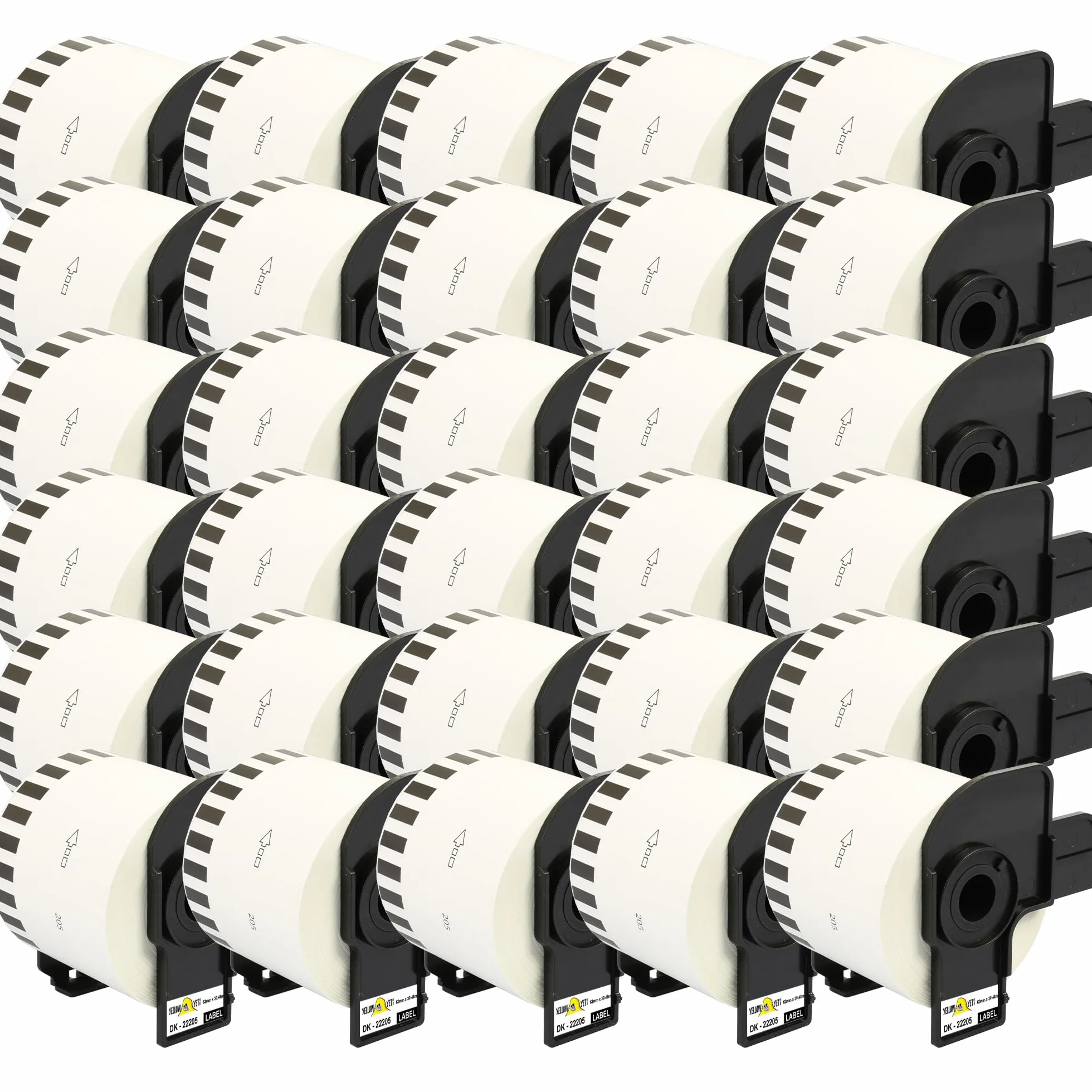 Yellow Yeti 30 Reemplazo Brother DK-22205 Rollo Etiquetas Continuo Blanco Compatible con Brother QL-700 710 500 550 570 800