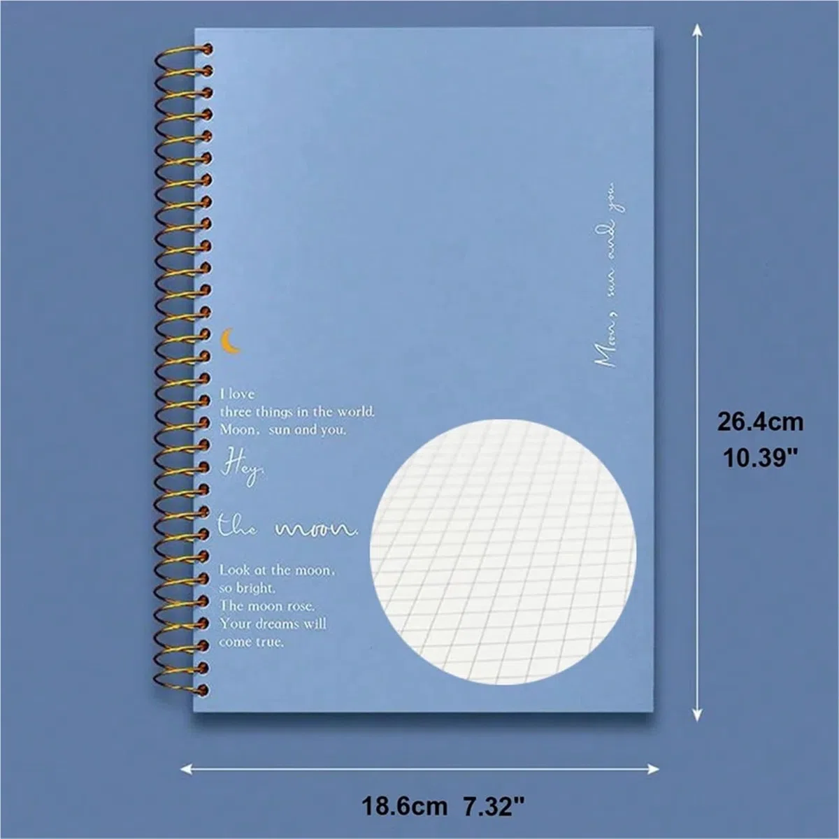 cuaderno espiral de líneas anchas Cuaderno B5 de tapa dura con espiral y 300 páginas interiores, 150 hojas cuadriculadas en blanco for estudiantes.(Grid inner page)