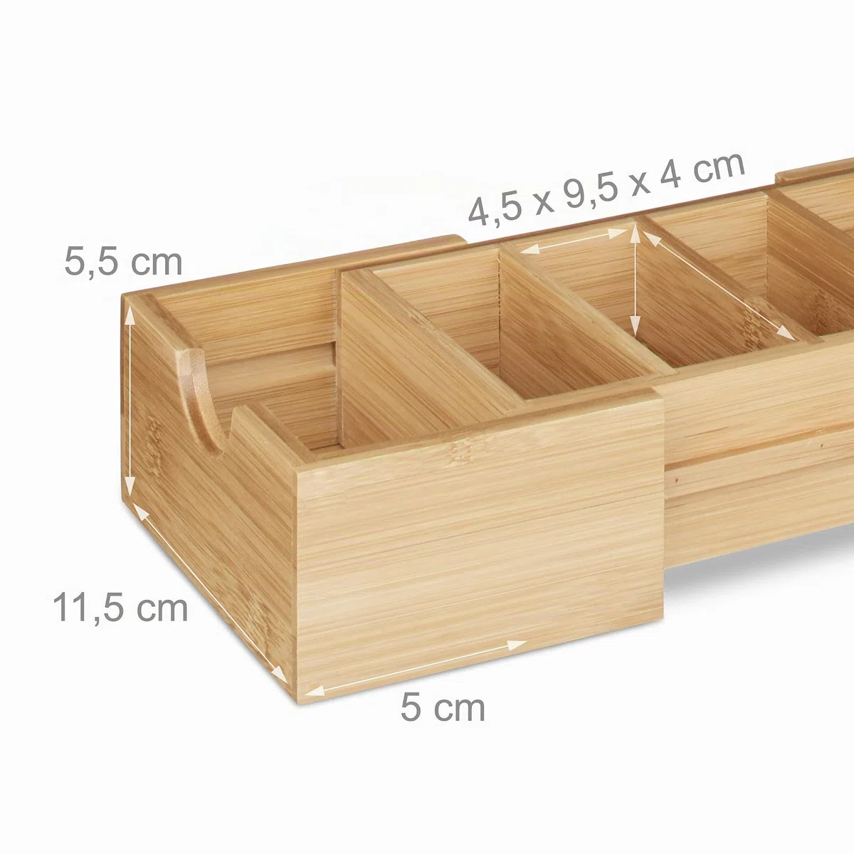 Relaxdays Soporte Tarjetas Visita DIN A8, Tarjetero Sobremesa, Fichero, Organizador, Bambú, 1 Ud, 5,5x13x30 cm, Marrón
