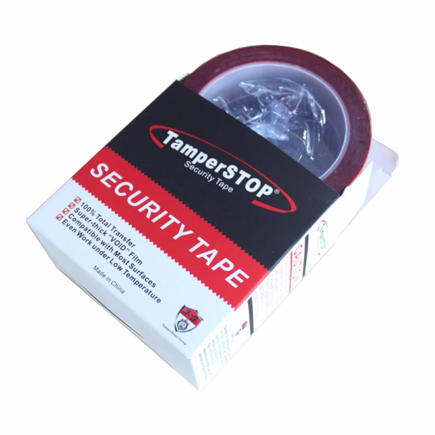 2 Rollo 25mm x 50m Rojo 100% Total Transferencia Tamper Evident Void Cinta y Sellos de Seguridad
