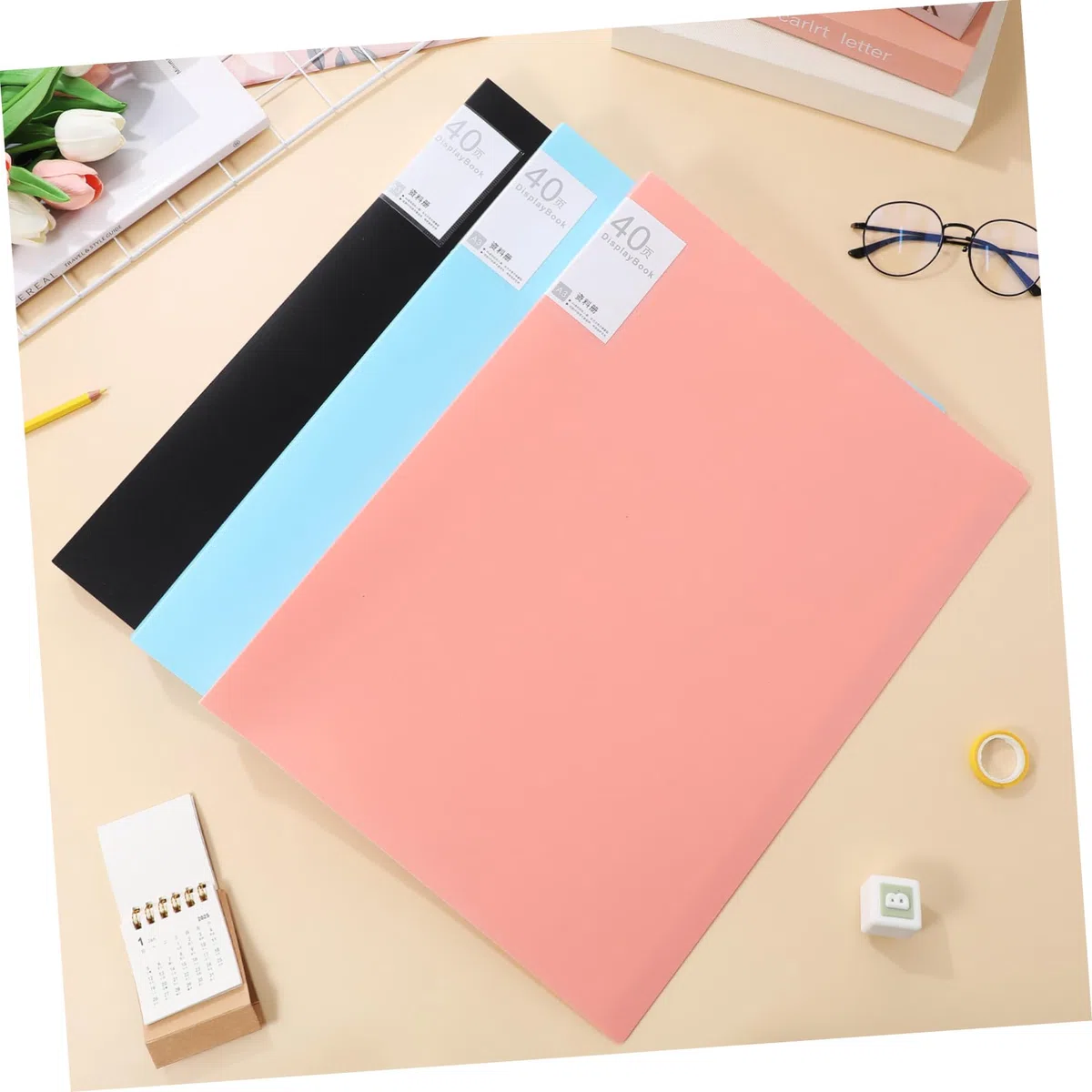 KOMBIUDA Carpeta Portafolios con Fundas de Plástico Transparente 3 Piezas 40 Páginas Almacenamiento Amplio para Oficinas y Reuniones