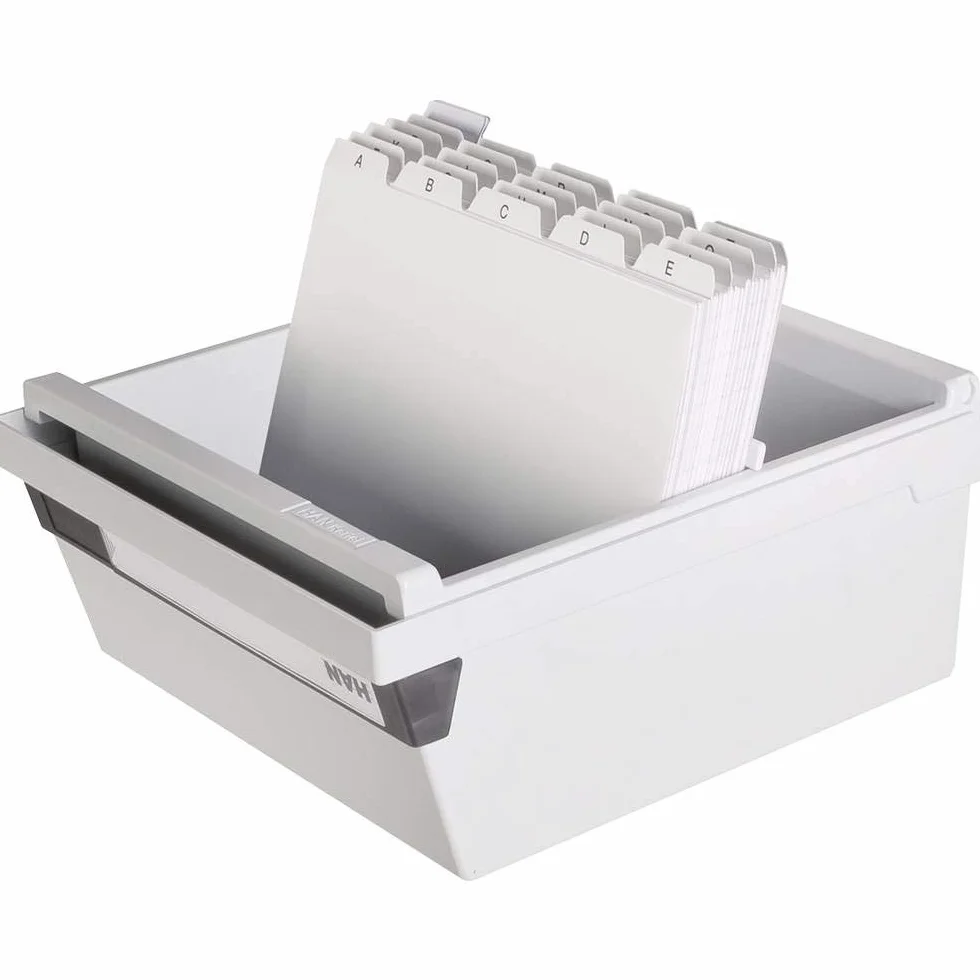 Han 965-11 - Cajón para tarjetas (capacidad para 800 tarjetas, tamaño A5 horizontal, 235 x 190 x 250 mm), color gris