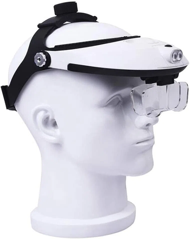 Lupa De Aumento, Lupa De Diadema con Doble Lente, Lámpara De Aumento para Lectura, Joyería, Relojería, Reparación Electrónica Y Trabajos De Precisión.