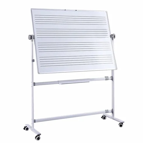 Pizarra blanca para personal de música, pizarra magnética de borrado en seco de doble cara con ruedas, ideal para escuelas, músicos y uso doméstico
