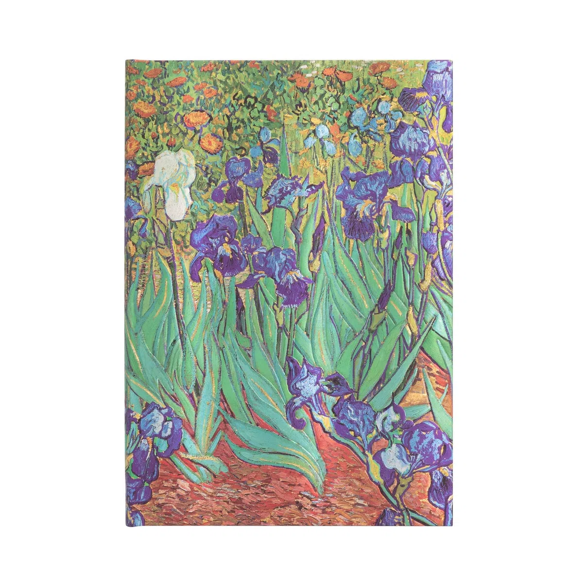 Van Gogh's Irises Midi Lined Hardcover Journal: Hardcover, 120 gsm, ribbon marker, memento pouch, elastic closure, book edge printing